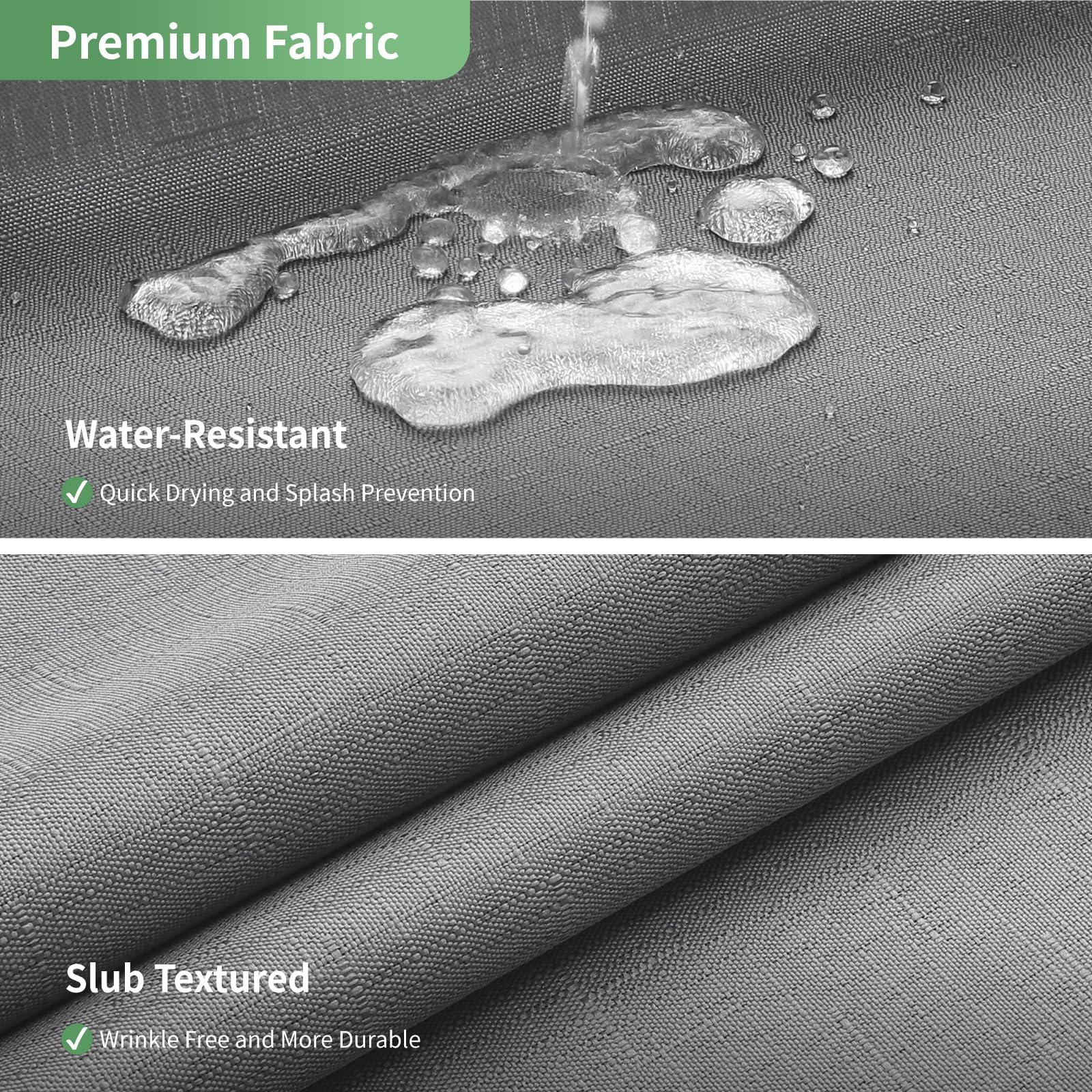 Eachope Grey No Hook Shower Curtain With Snap-In Fabric Liner Set,Slub Textured Fabric Shower Curtains For Bathroom,Hotel Style