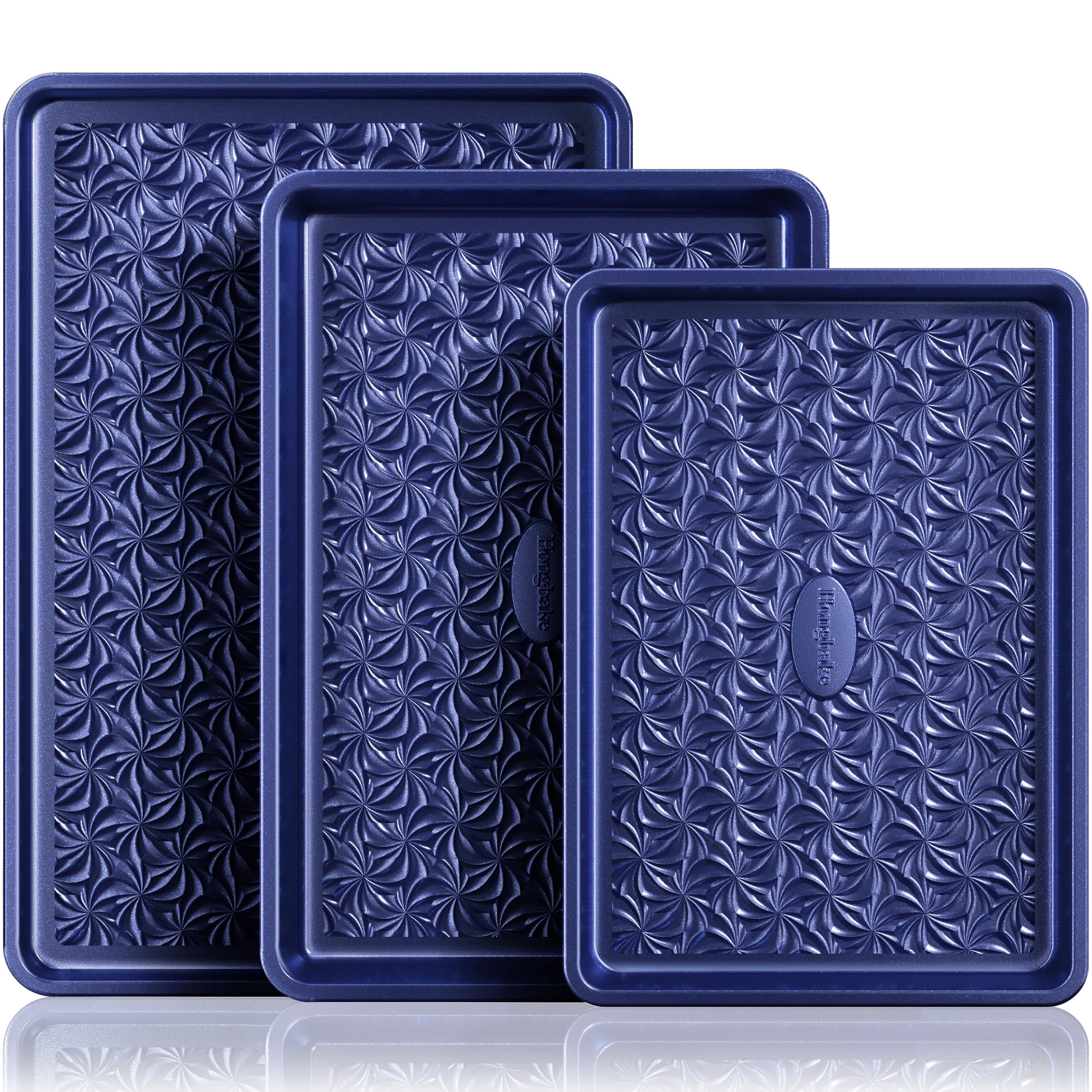 Nonstick Baking Sheet Pan Set of 3, Cookie Sheets for Oven, NonToxic, Blue