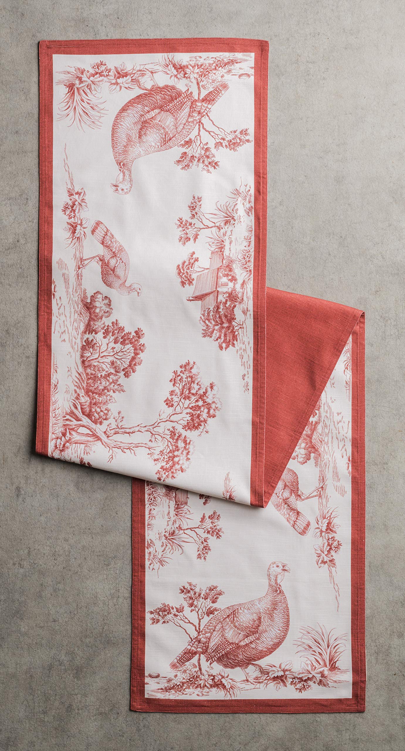 Maison D' Hermine Tablerunner 100% Cotton Table Runner Decorative Table Covers, Dining, Home, Buffet, Holy Jouy - Red (Double La