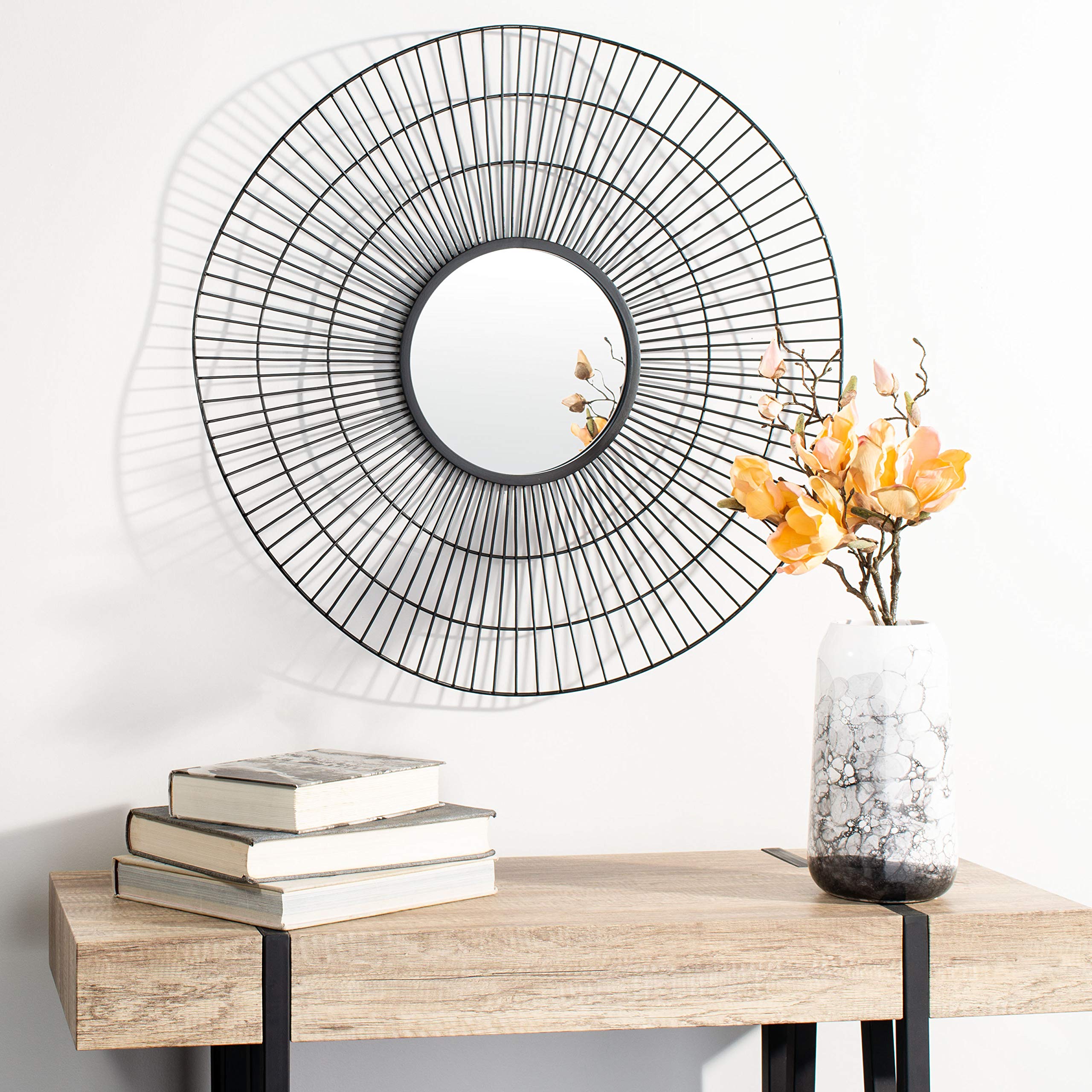 Safavieh Home Rainey Black Round 30-inch Decorative Accent Mirror