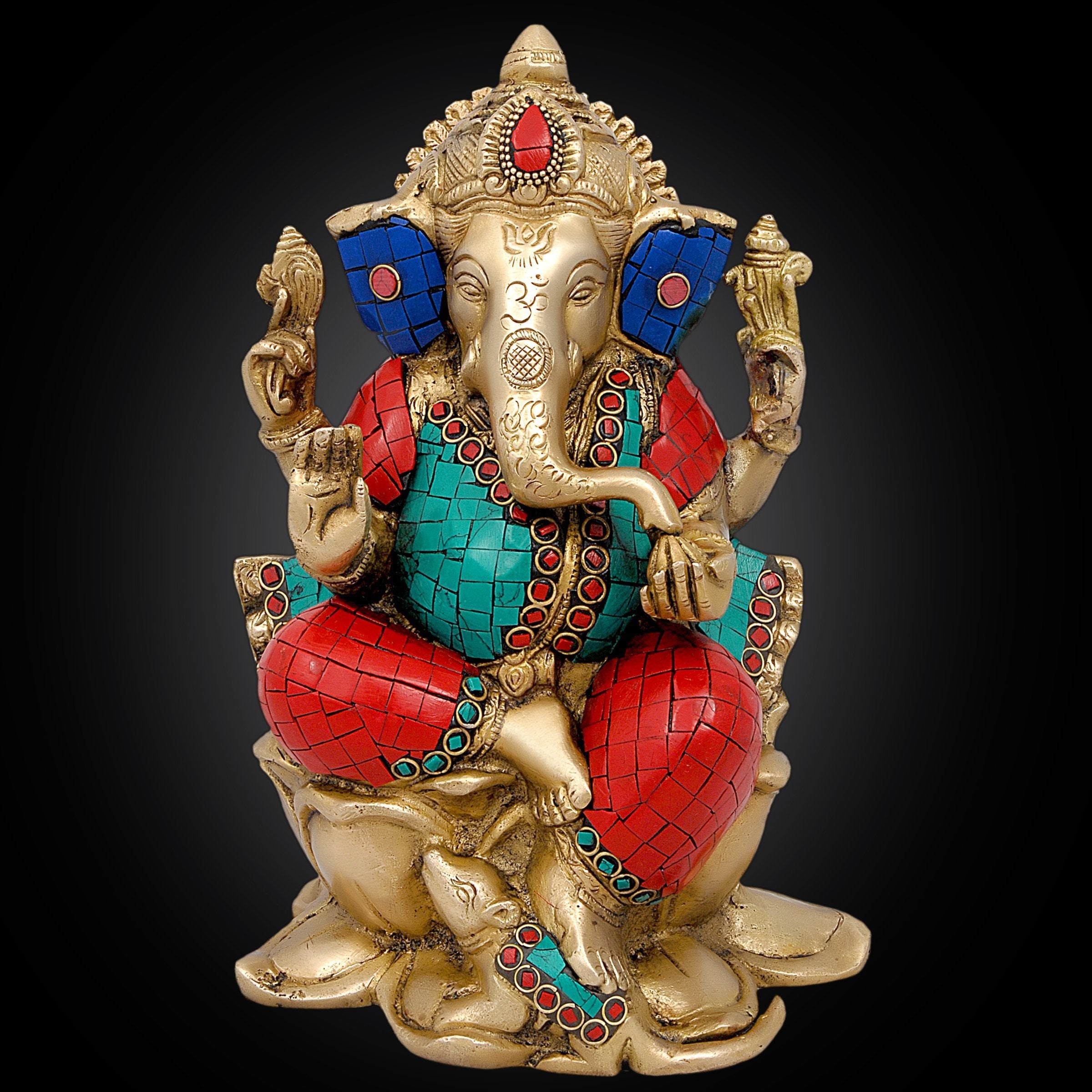 Idol Collection Dattatreya Handmade Brass Ganesh Idol Statue Decor Gifts (10 Large, Multicolour, Standard Size)