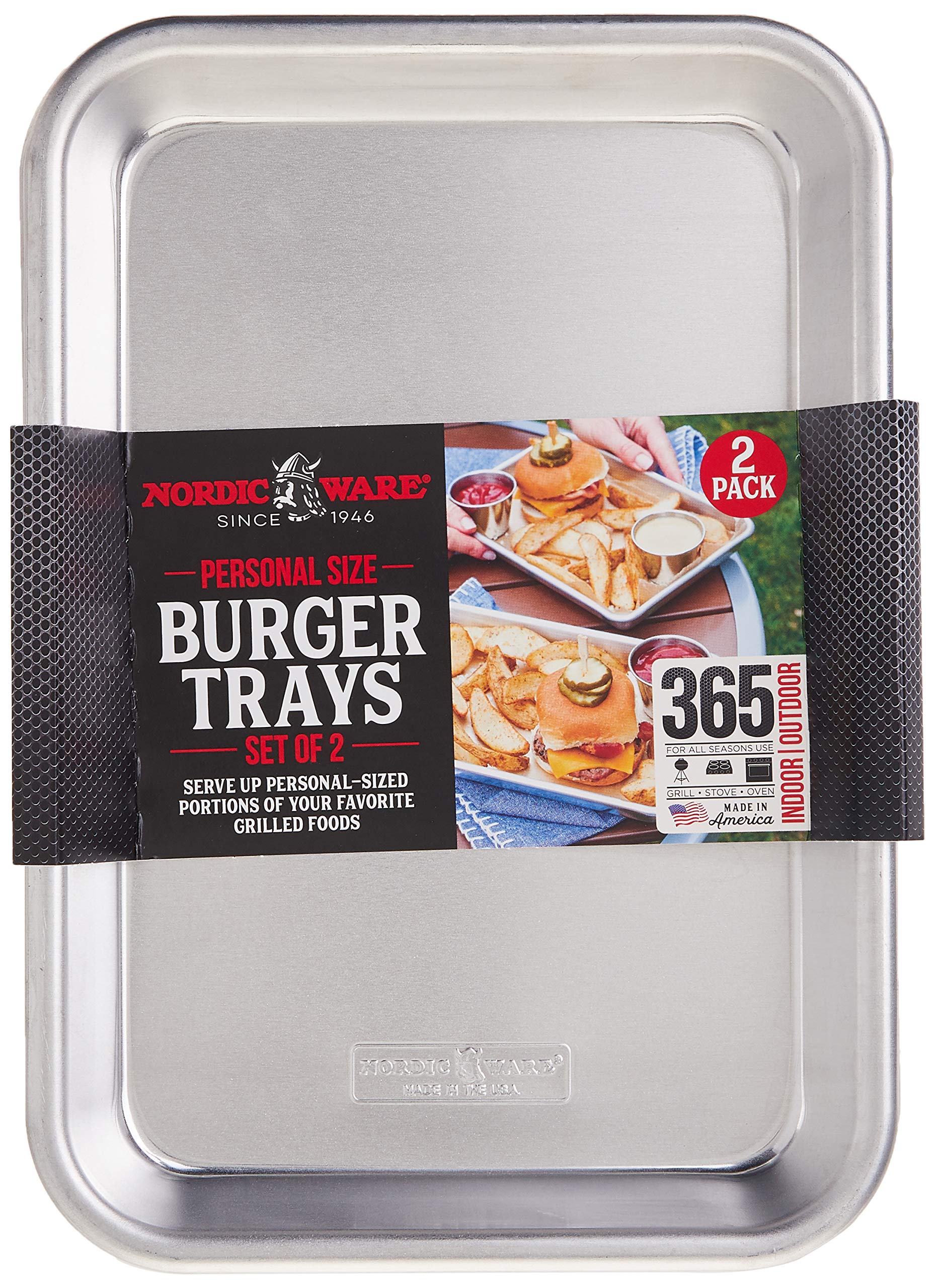 Nordic Ware Eighth Sheet Burger Serving Tray Set, 2 Piece