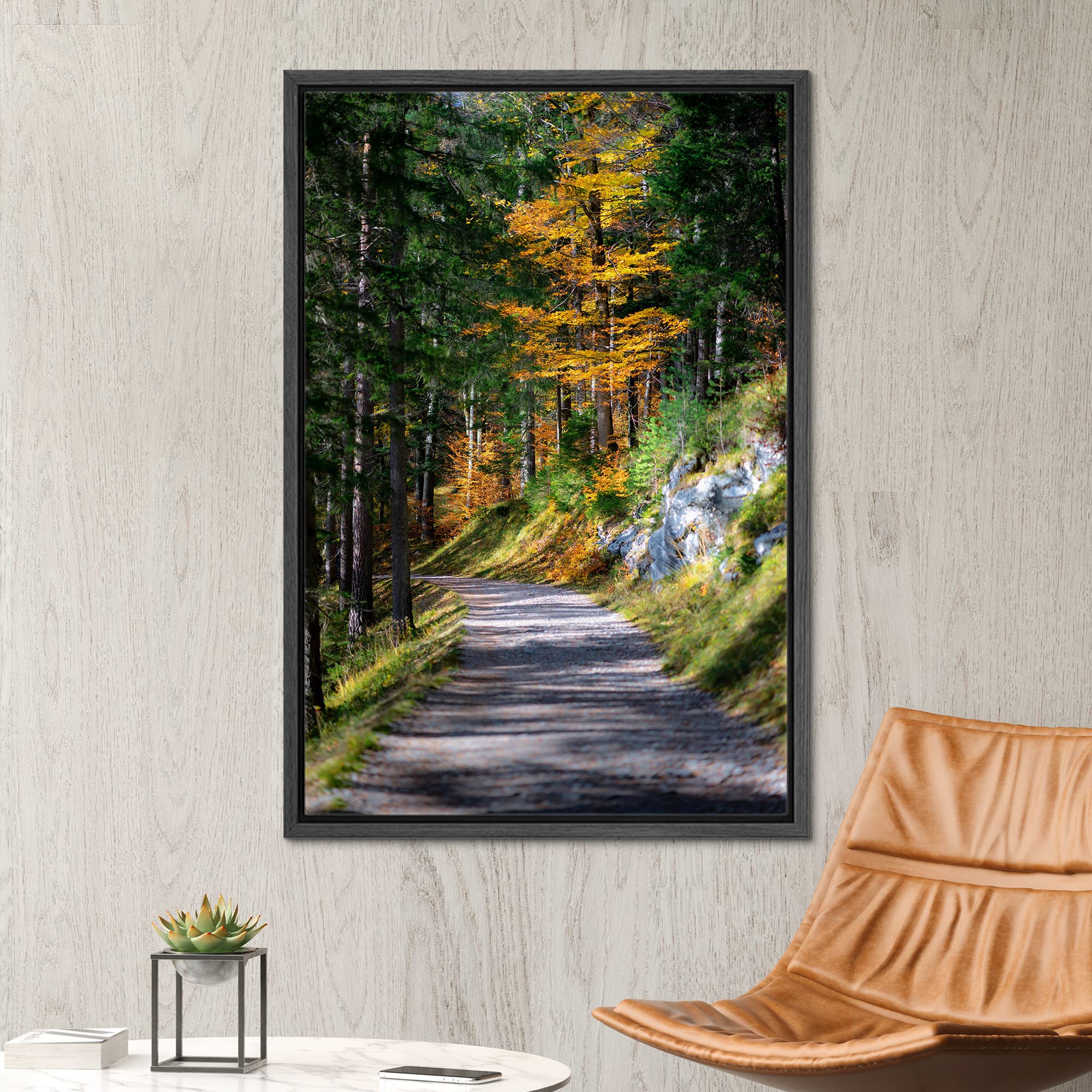 Signwin Framed Canvas Wall Art Green Forest Path Nature Forest Photography Realism Rustic Scenic Dramatic Multicolor Cool For Li