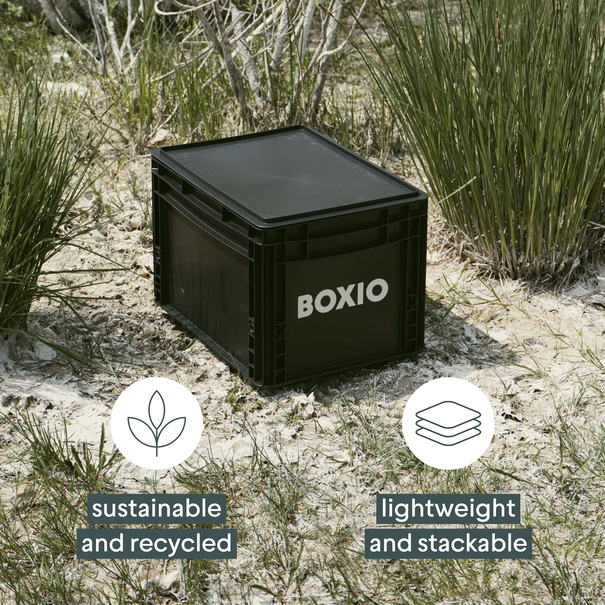 Boxio - Solo Up: Storage Box - Euro Box 15.7'' X 11.8'' X 4.7'' - Perfect Plastic Transport Box For Camping, Boat Or Garden - St