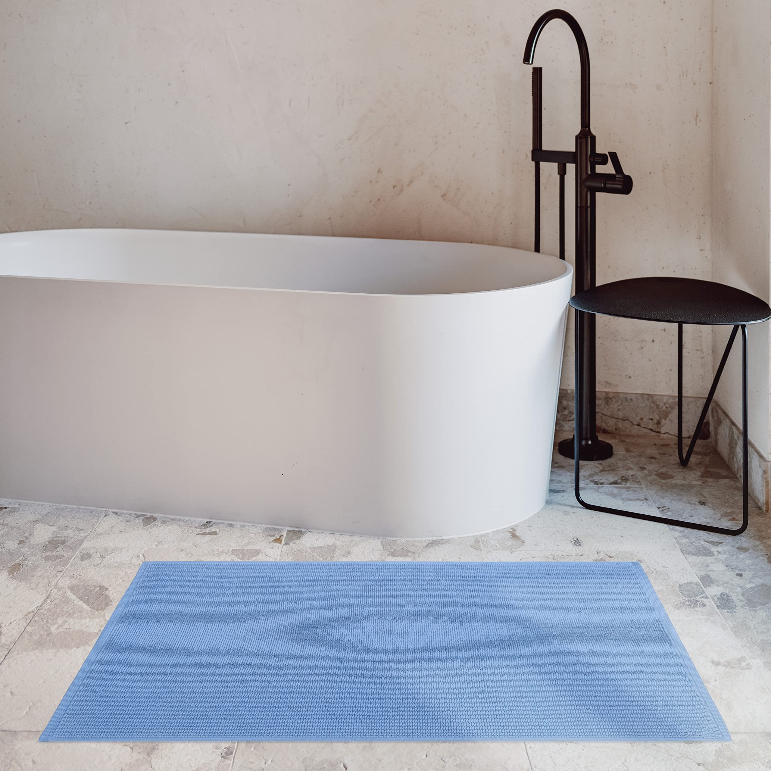 Cotton Paradise Bath Rug for Bathroom  17x24 inch 100% Cotton Non Slip Bath Mat Rug  Soft Absorbent Machine Washable  Sky Blue Bath Rug