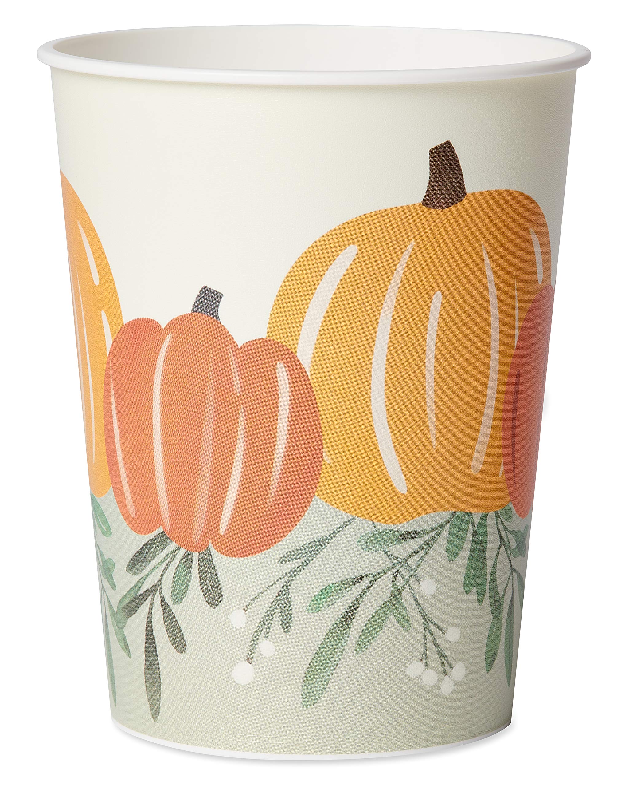 American Greetings 8-Count 16 oz Plastic Party Cups, Pumpkin Thanksgiving Party Supplies
