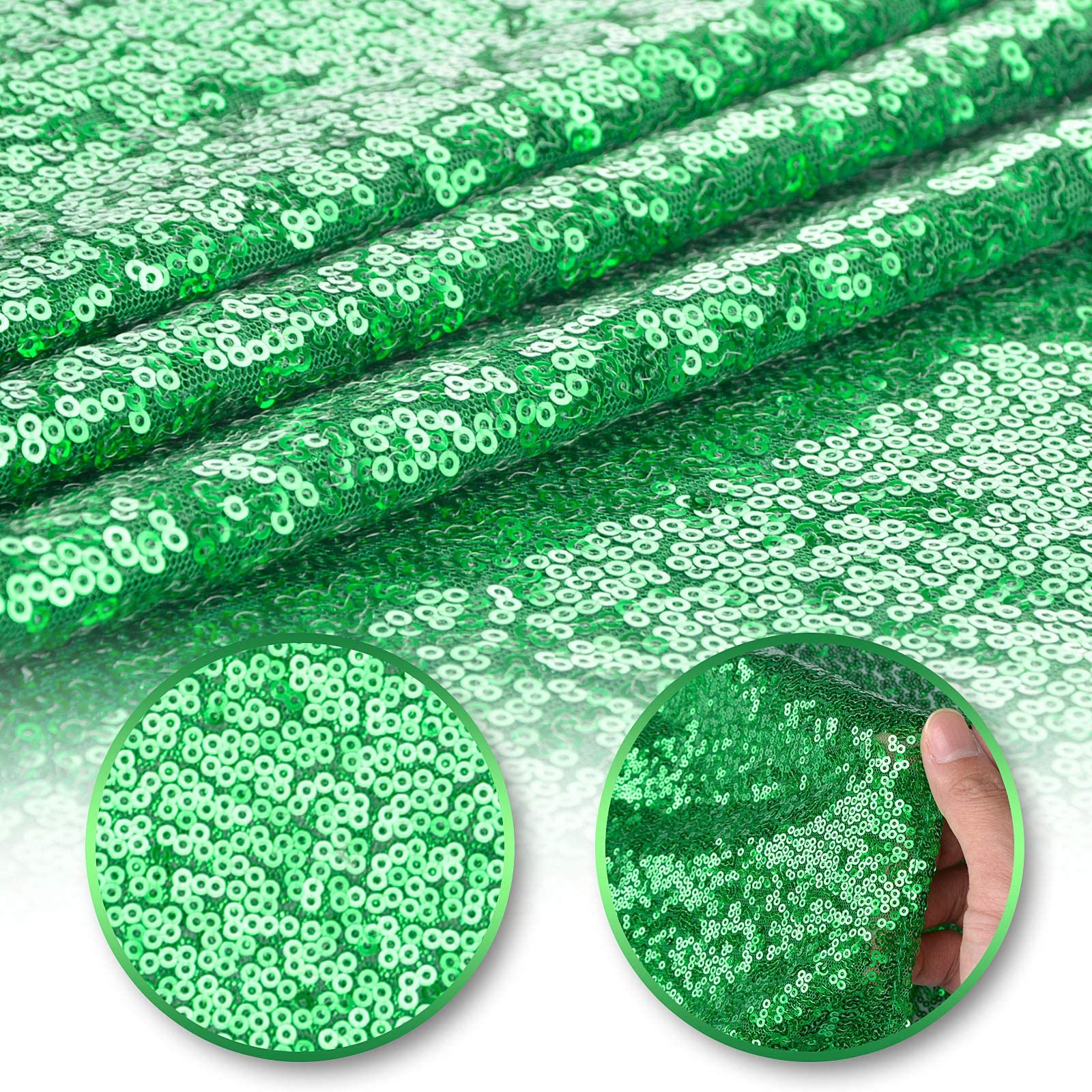 Yuboo Emerald Green Sequin Table Runners 12''X 108'' - 2 Pack Glitter Table Runner Dresser Cover Top For Green Birthday Party De