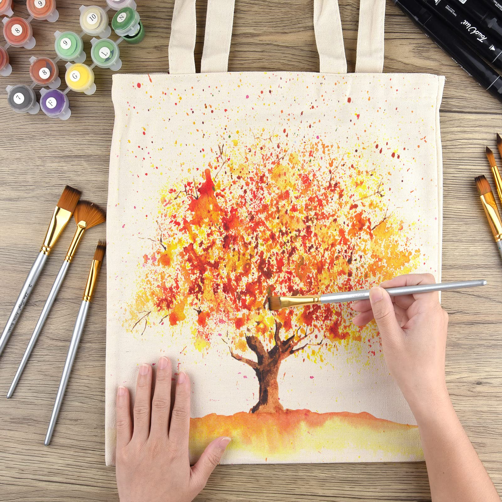 Morcheiong 6 Pack Black Cotton Canvas Bag Blank Tote Canvas Bags Reusable Grocery Shopping Bags, Suitable For Diy Craft, Shoppin