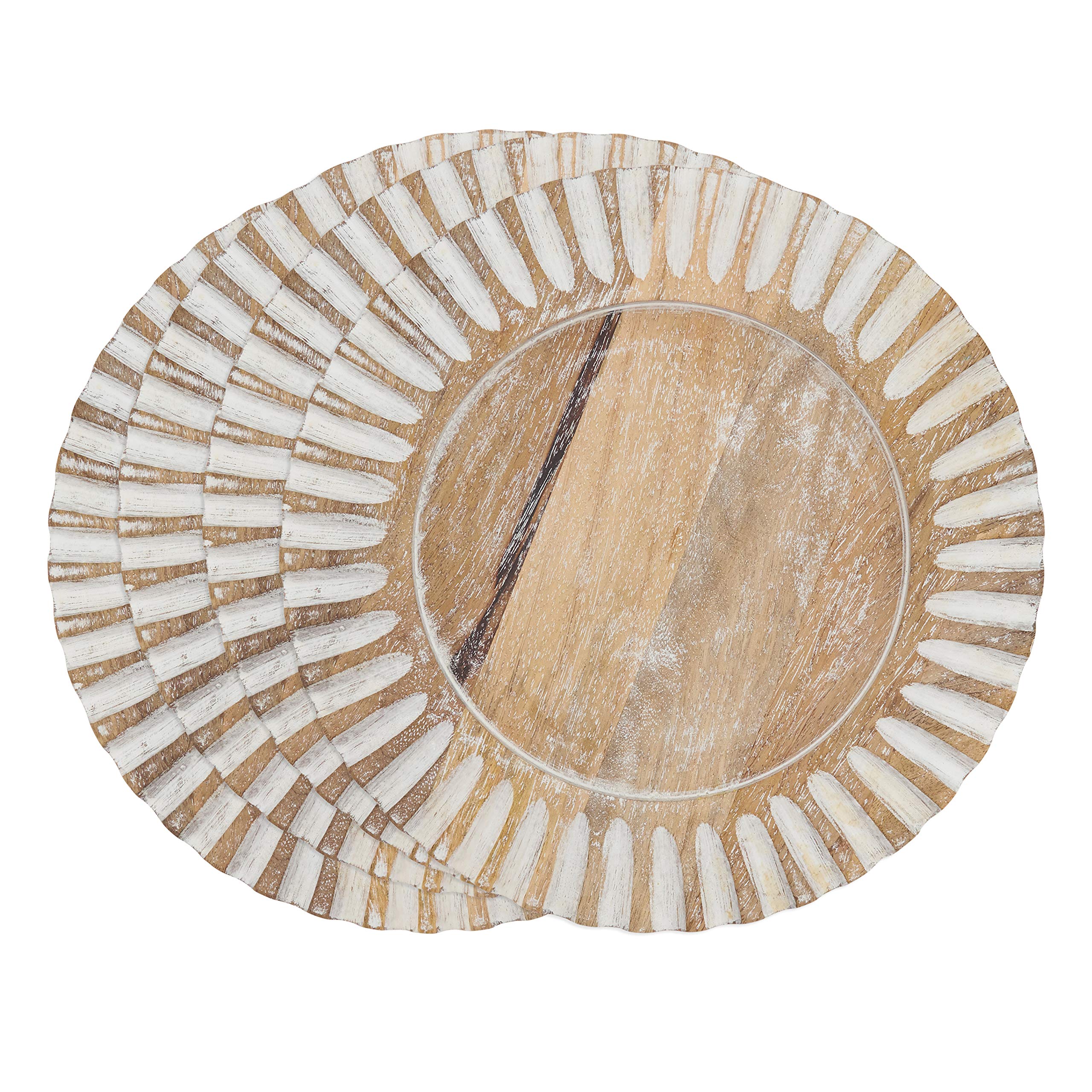 Fluted Wood Charger Plates (Set Of 4)