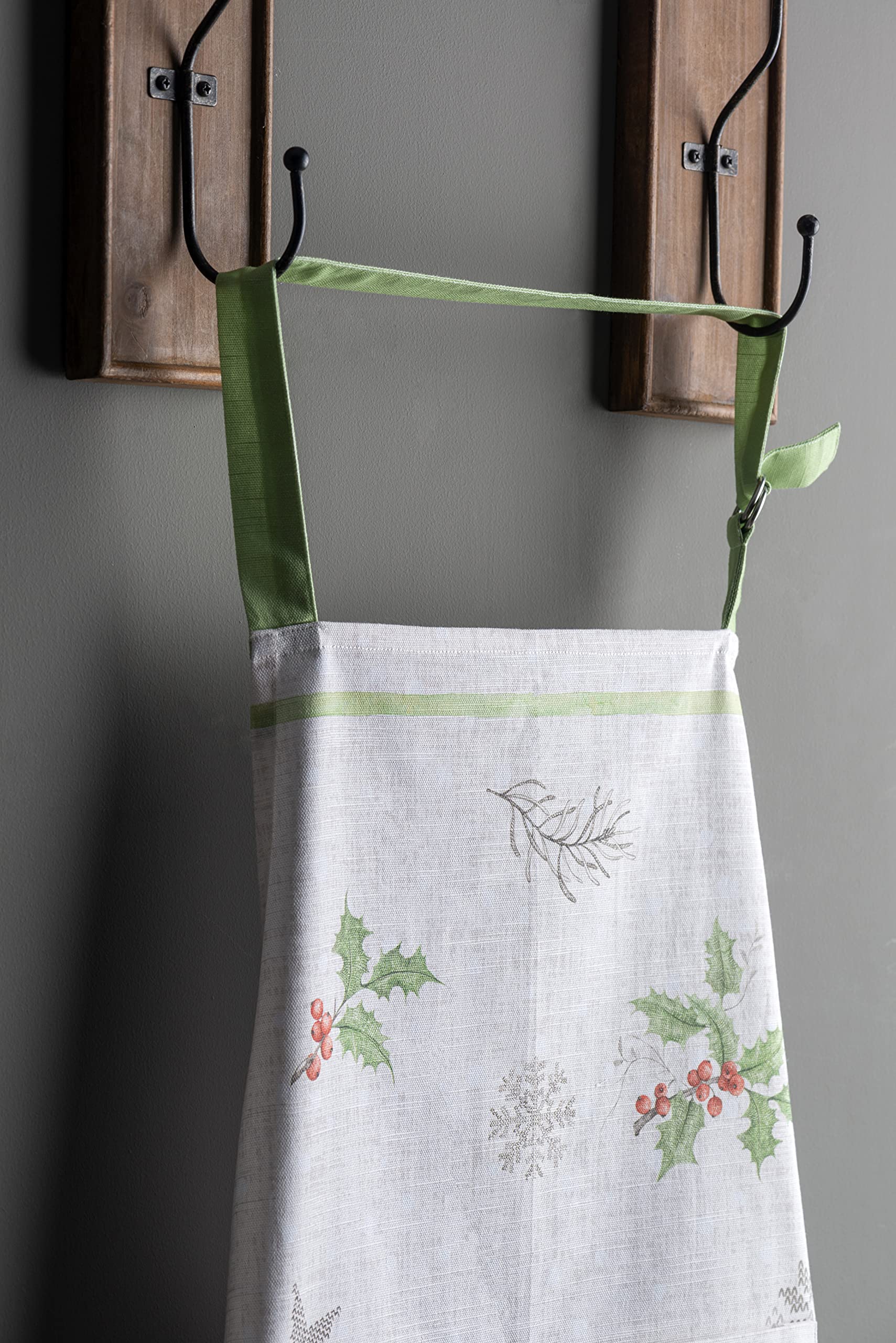 Maison D' Hermine Christmas Dew 100% Cotton 1 Piece Kitchen Apron With An Adjustable Neck & Visible Center Pocket With Long Ties