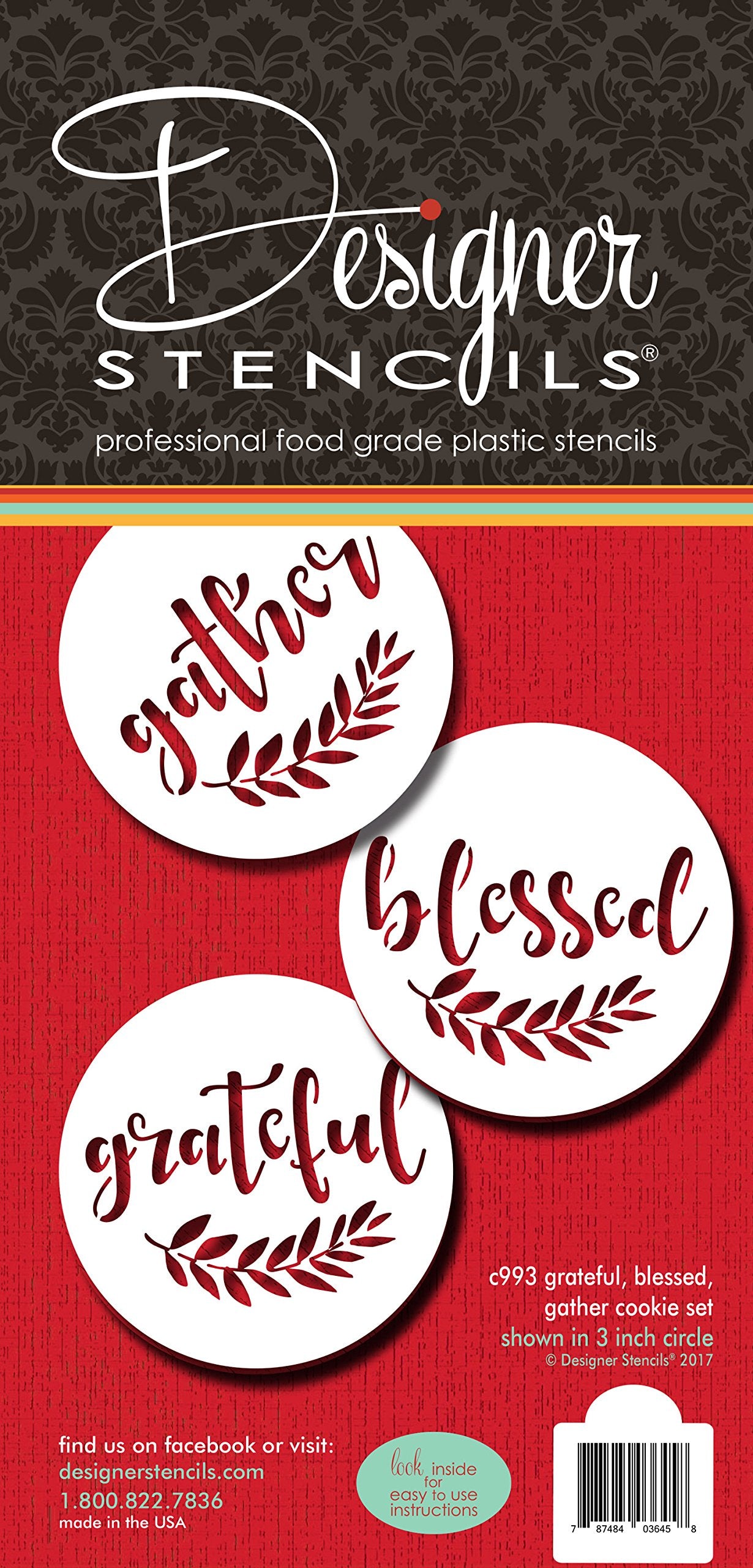 Grateful, Blessed And Gather Cookie Stencil C993 By Designer Stencils
