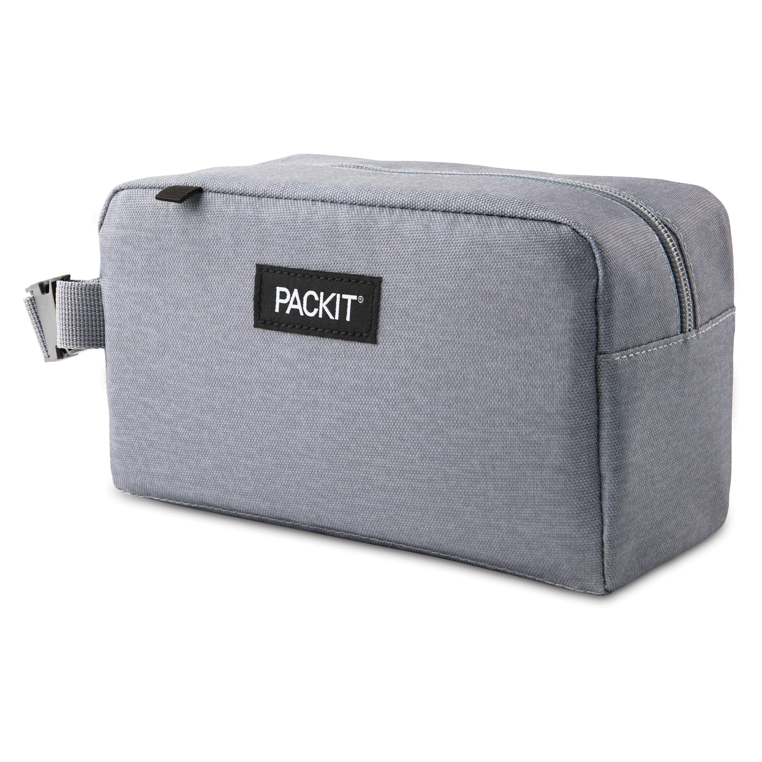 Packit Freezable Snack Box, Gray Fog, Built With Ecofreeze Technology, Collapsible, Reusable, Zip Closure With Buckle Handle, De