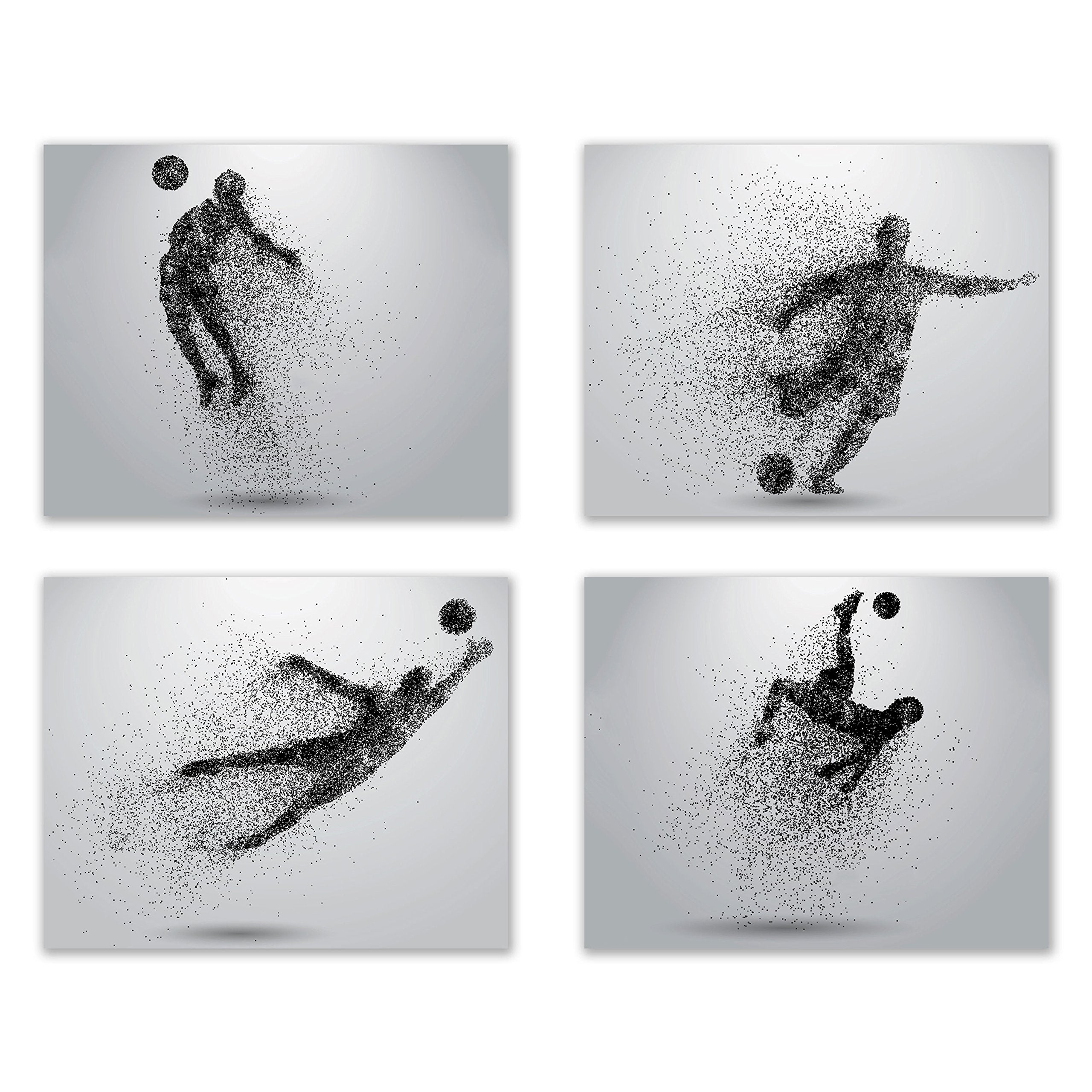 Soccer Wall Art Prints - Set Of 4 (8X10) Unframed Soccer Posters - Soccer Room Decor For Men Kids Teenagers - Soccer Poster Set