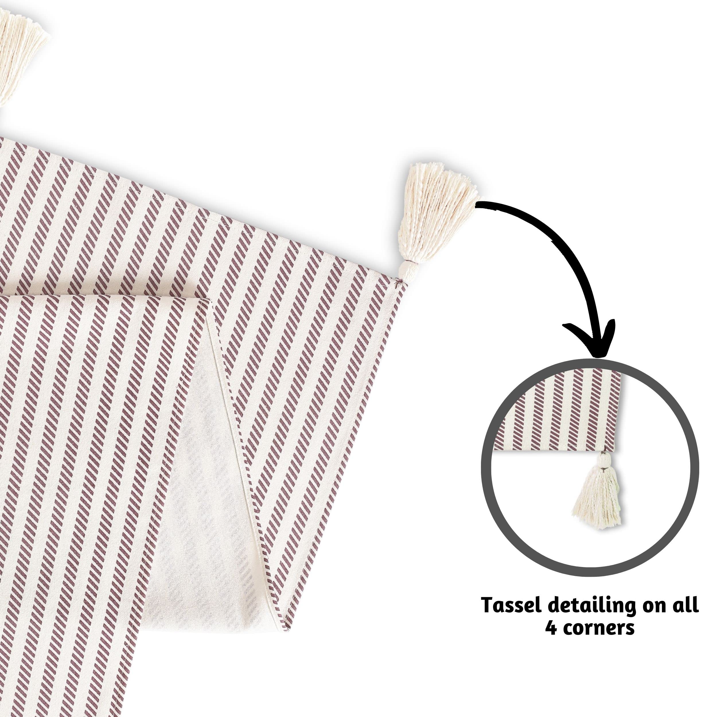 Folkulture Table Runner 90 Inches Long With Tassels For Table Decorations, 100% Cotton Farmhouse Style Table Runner For Table De