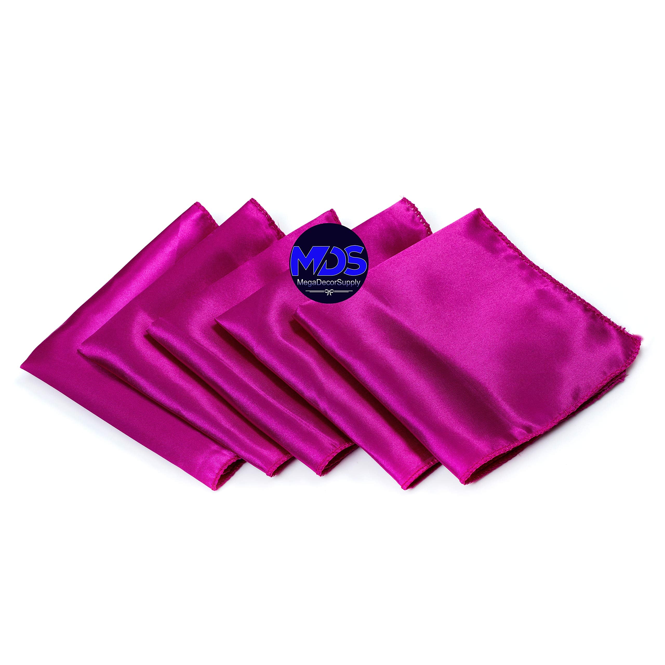 Mds Pack Of 100 Wedding Satin 12''X 12'' Square Dinner Napkin Or Handkerchief For Wedding Banquet Decoration - Violate