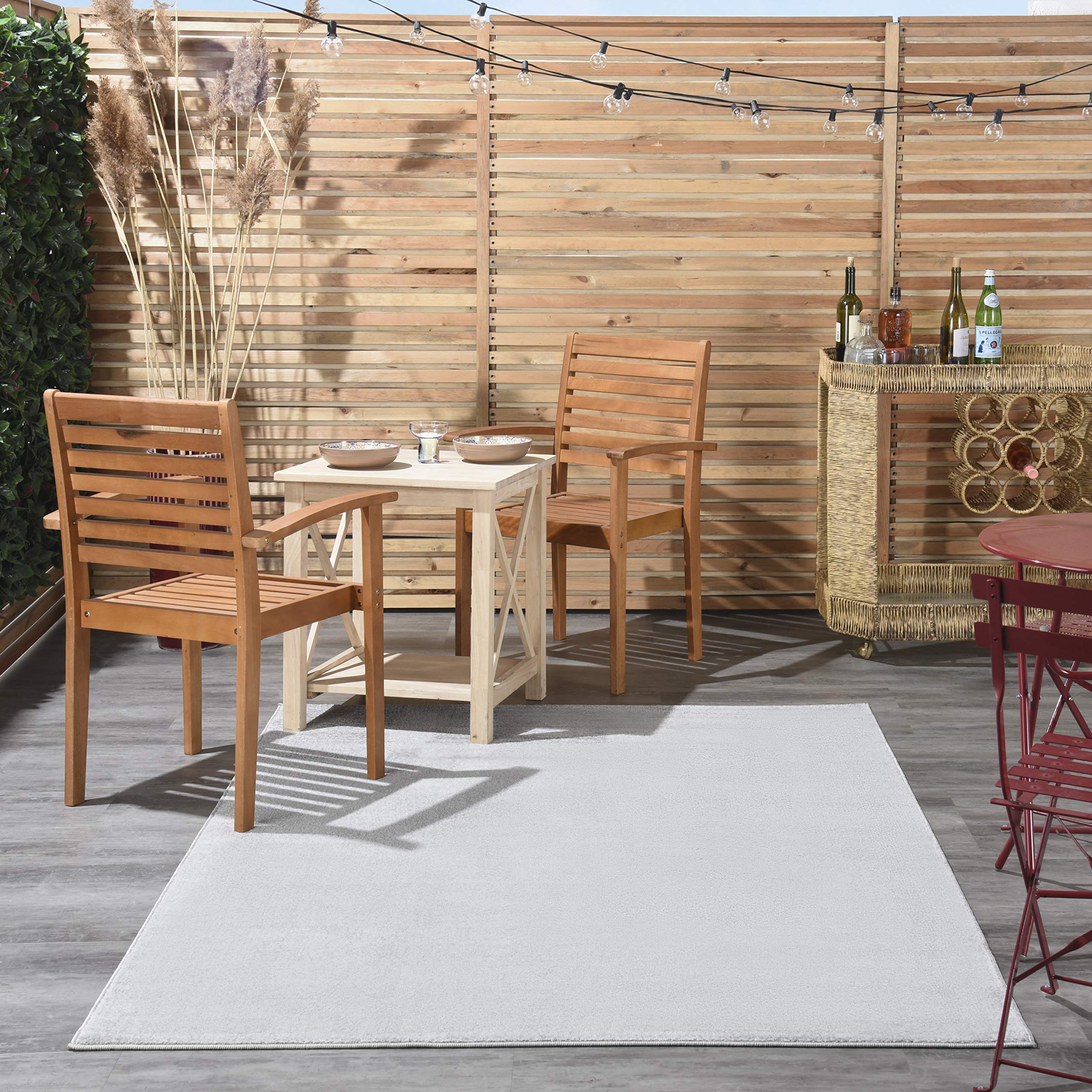 Nourison Home Essentials Solid Contemporary Silver Grey 4 X 6 Area Rug , 4 X 6