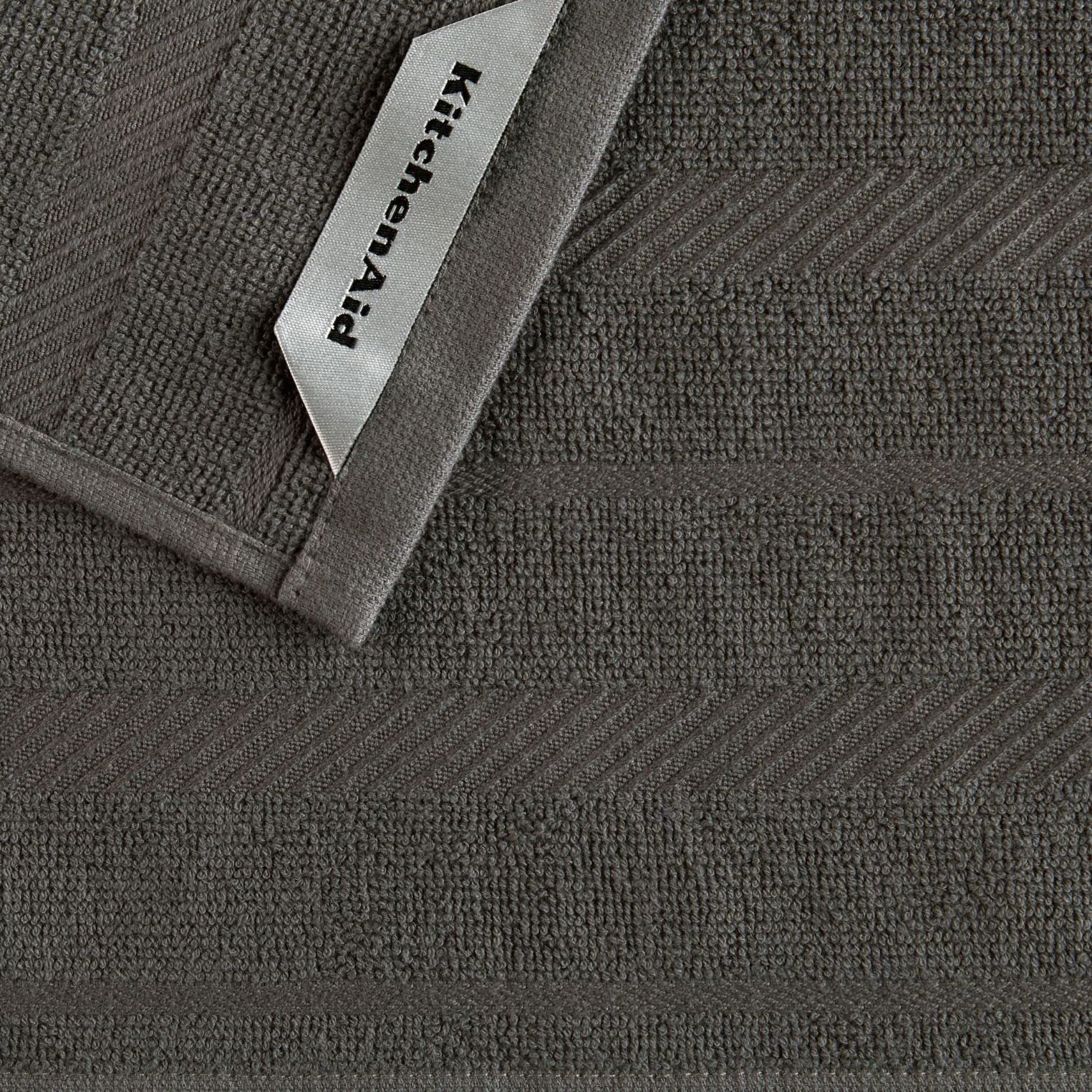 Kitchenaid Albany Dishcloth 8 Pack Set, Charcoal Grey/White, 12''X12''