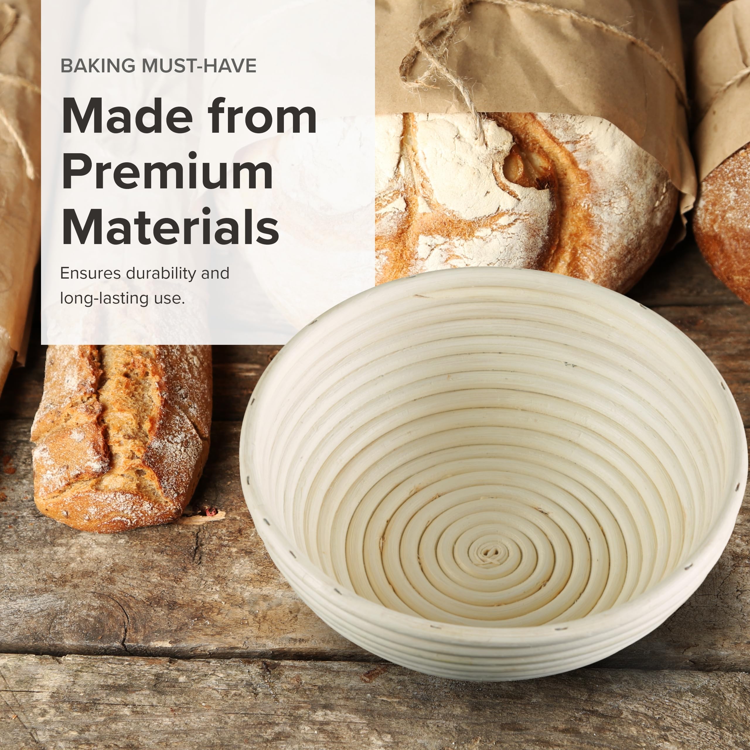 Frieling Usa Brotform Round Bread Rising Basket And Liner, 8.5-Inch