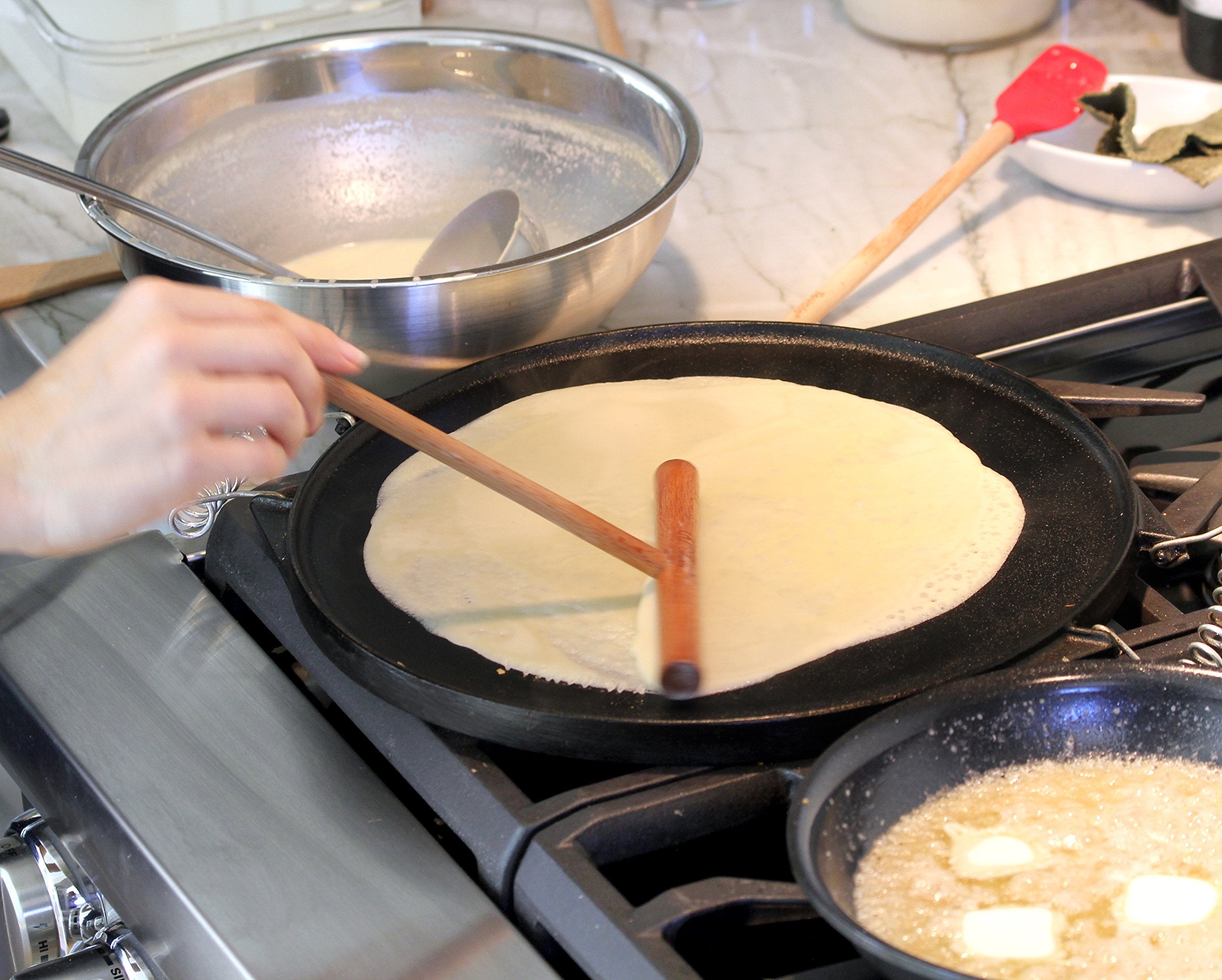 The Original Crepe Spreader And Spatula Kit - 2 Piece Set (6    Spreader And 14    Spatula) Convenient Size To Fit Large Crepe P