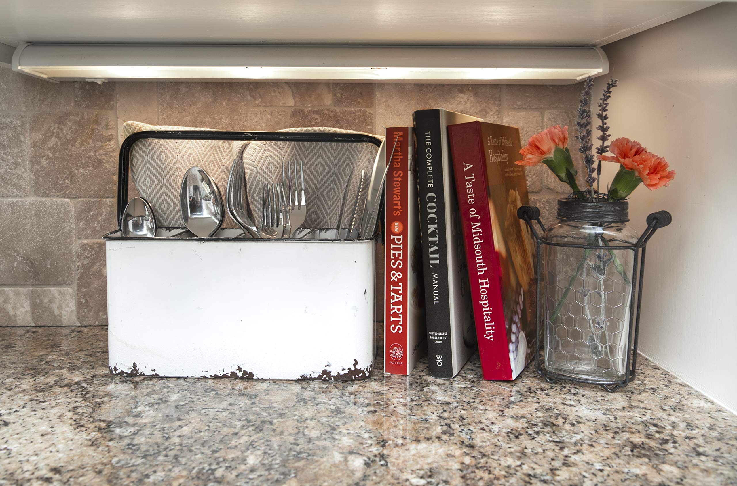 Creative Co-Op Distressed White Metal Caddy With 6 Compartments