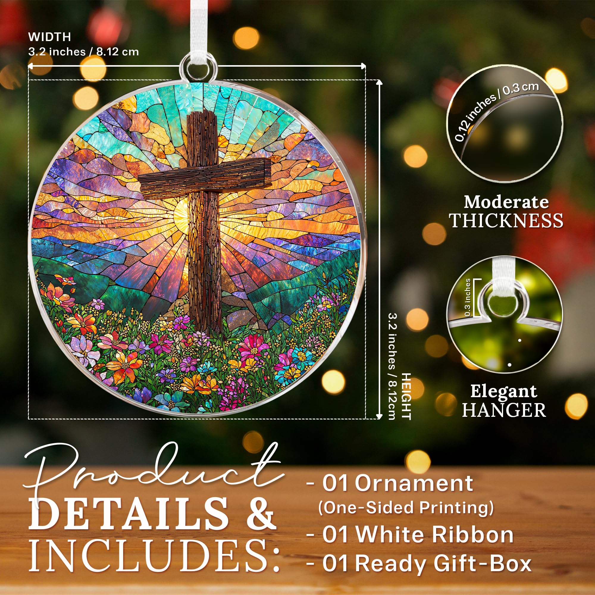 HEXMOZ Cross Ornaments for Christmas Tree - Christian Ornament, Religious Christmas Ornaments 2025 - Christian Religious Gifts f