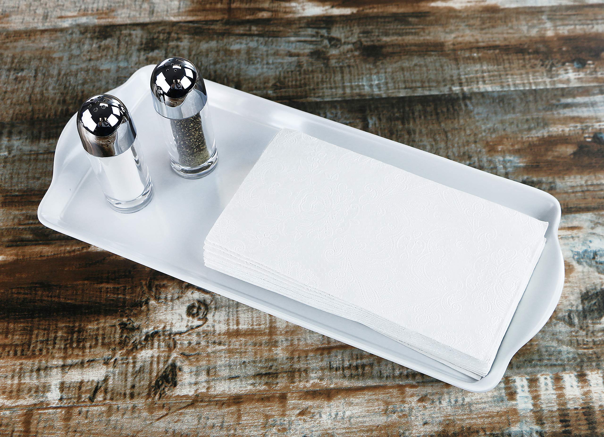 Calypso Basics Melamine Plastic Tidbit Bpa-Free, Food Safe, Multipurpose Platter Serving Tray, Bathroom/Table Organizer, White