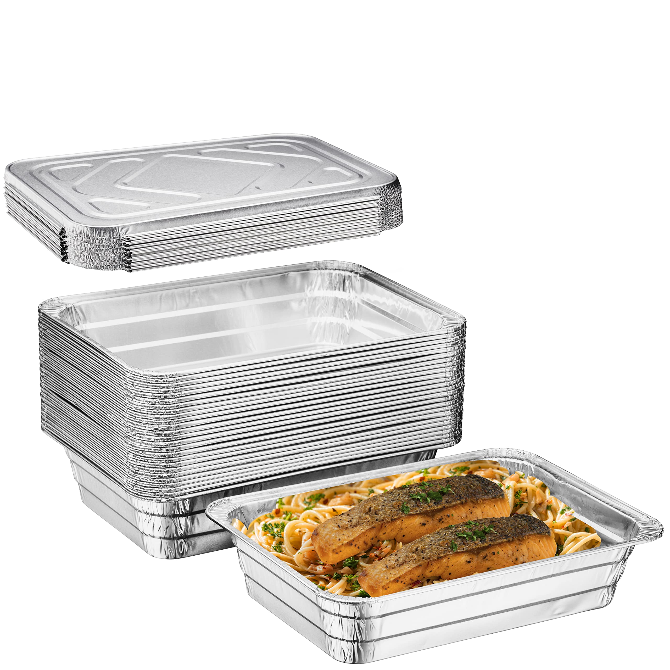 Diplastible Disposable Aluminum Pans with Lids | 10 pack 1Dinner Portion Pan Oblong Cookware Pans Best Use for Baking, Meal Pre