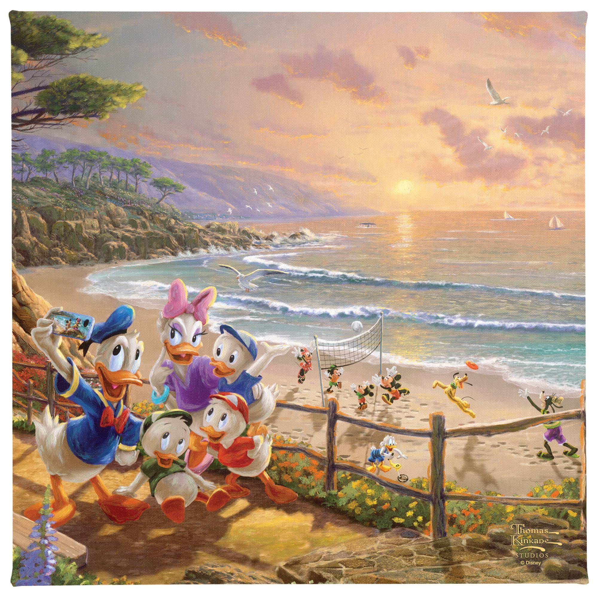 Thomas Kinkade Studios Donald And Daisy A Duck Day Afternoon 14 X 14 Wrapped Canvas