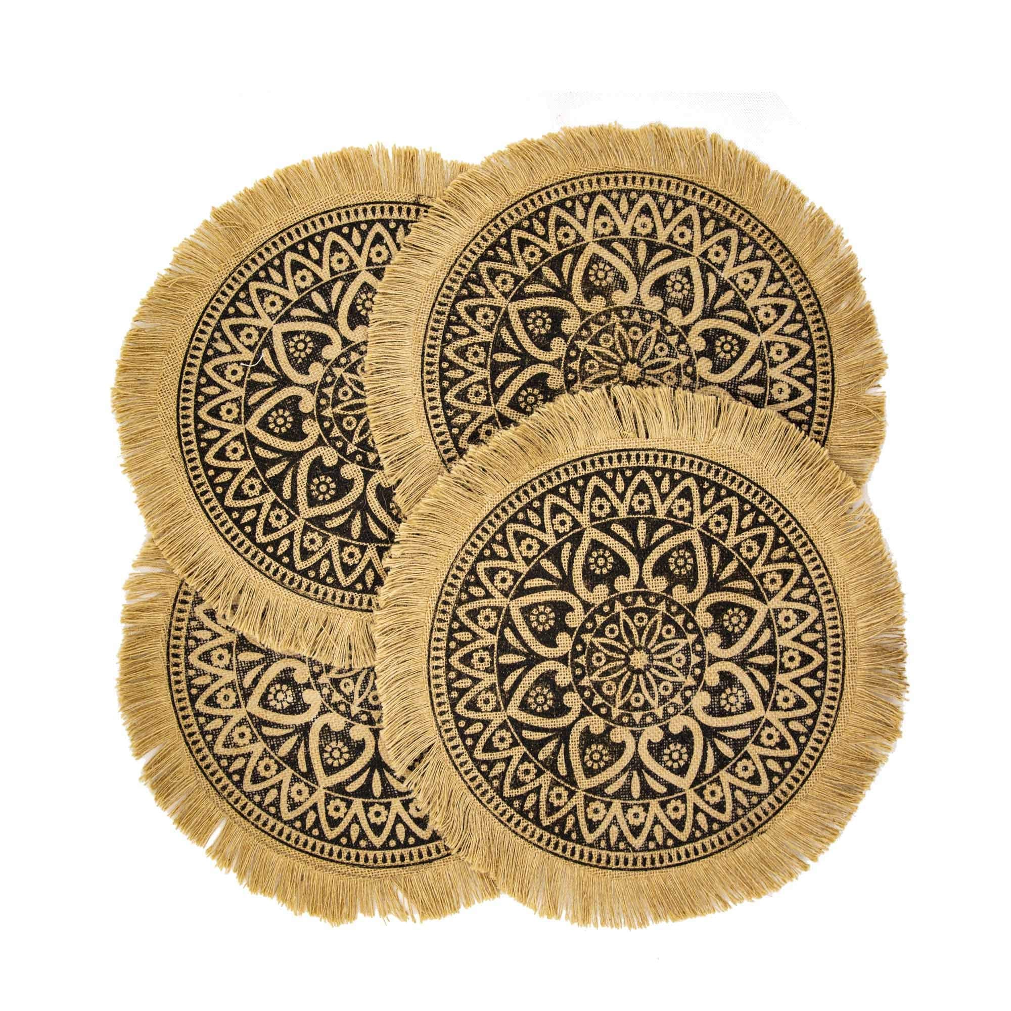 Capasin Round Placemats Set Of 4, Dining Winter Modern Dinner Braided Beige Boho Round Table And Fall Circle Placemats Boho Tass