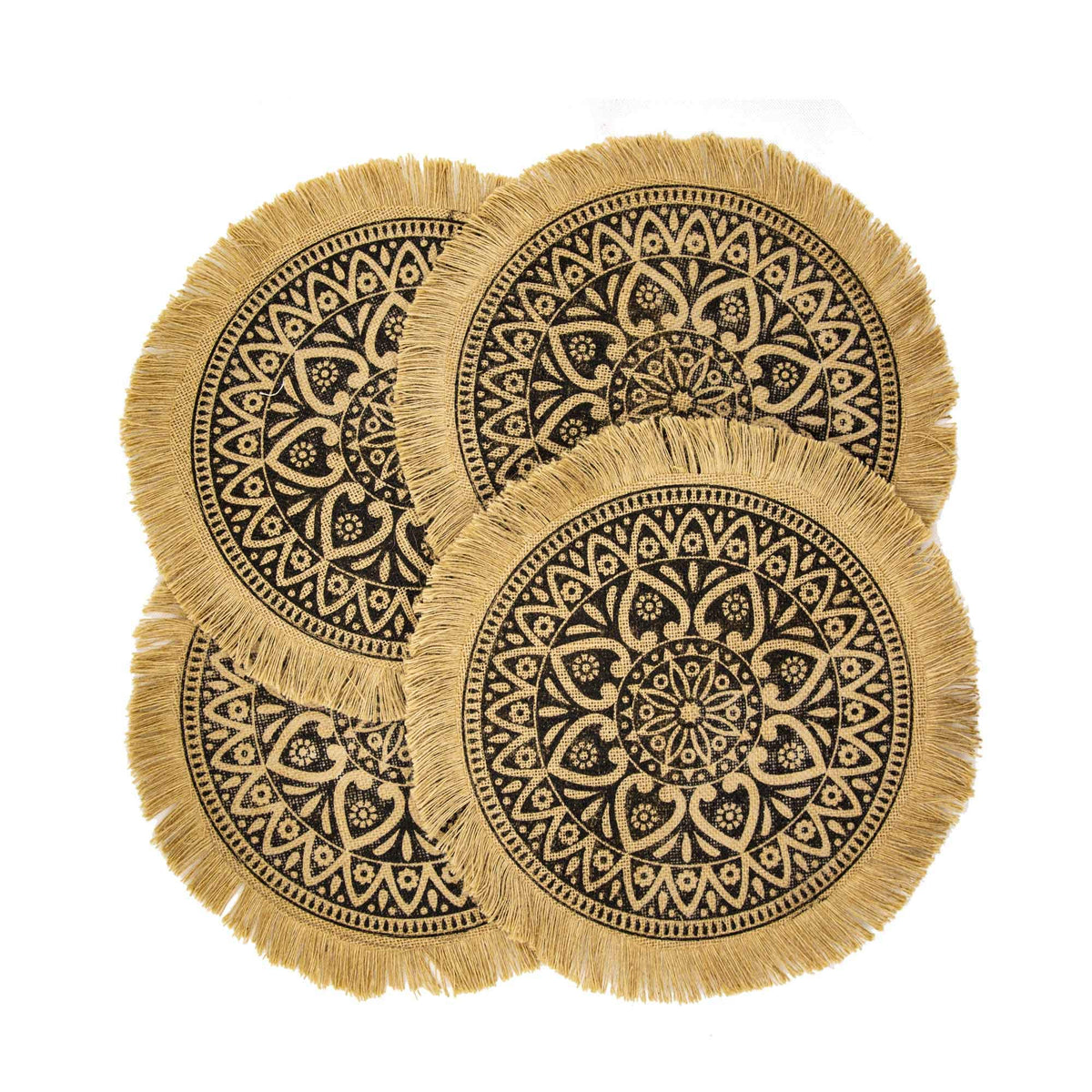 Capasin Round Placemats Set Of 4, Dining Winter Modern Dinner Braided Beige Boho Round Table And Fall Circle Placemats Boho Tass