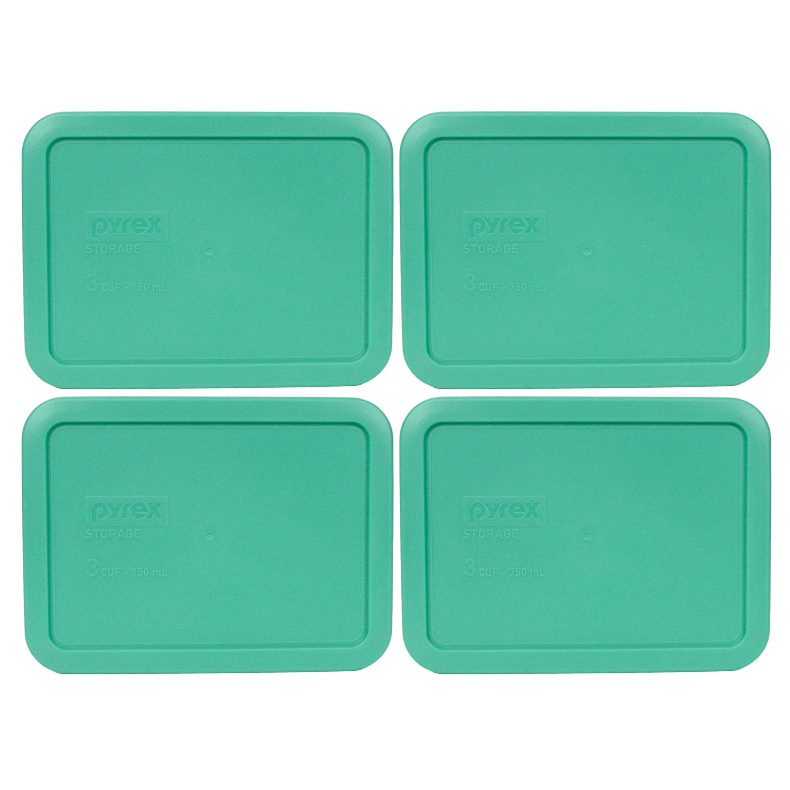 Pyrex Bundle  4 Items: 7210PC 3Cup Light Green Plastic Food Storage Lids  Original Genuine Pyrex  Made in the USA