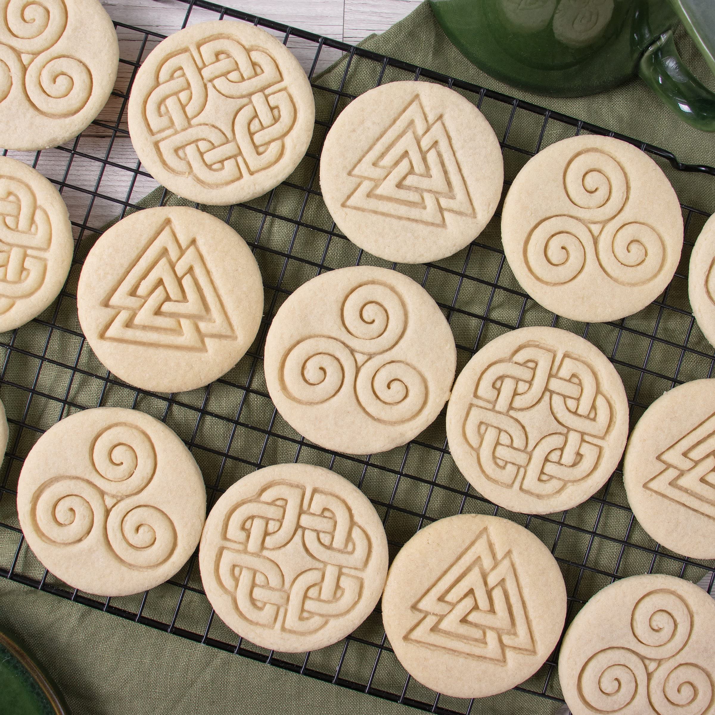 Set Of 3 Nordic Runes Cookie Cutters (Designs: Celtic Shield Knot, Triskelion, & Valknut), 3 Pieces - Bakerlogy