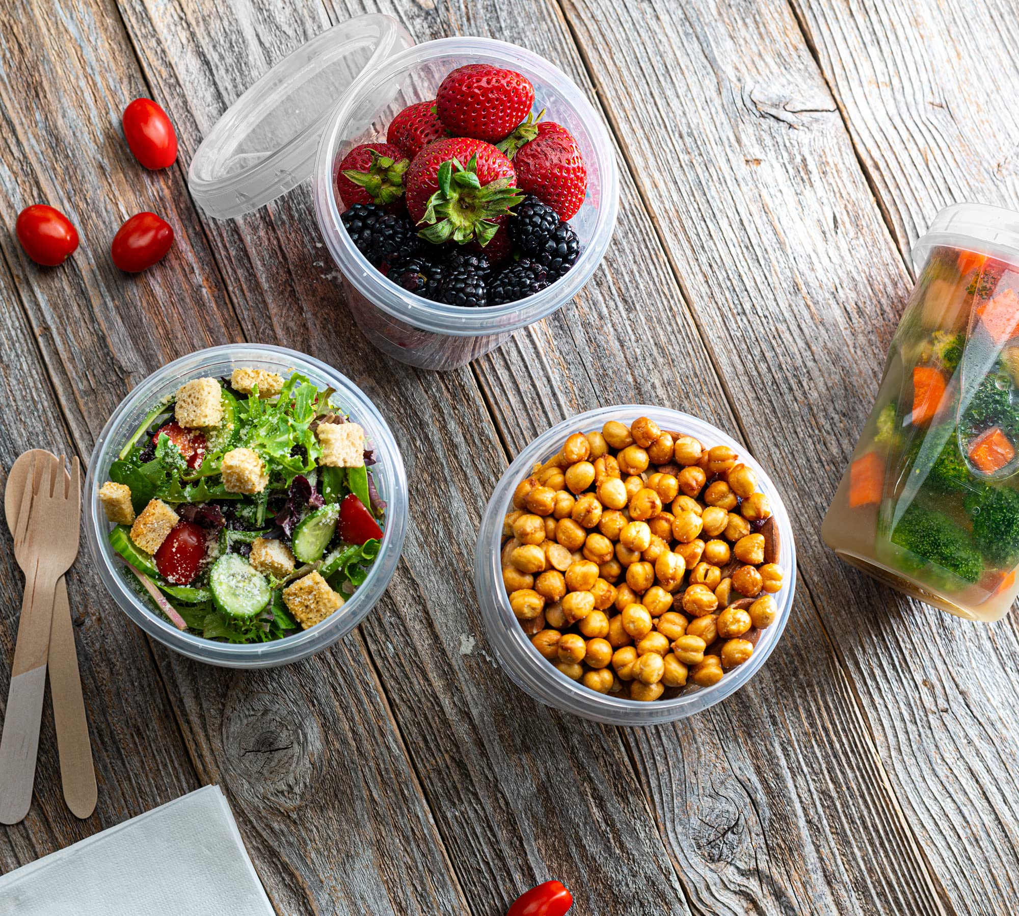 Elegant Disposables (32 Ounce 10 Pack) Clear Twist Cap Containers With Screw On Lids Twist Top Food Storage Freezer Containers