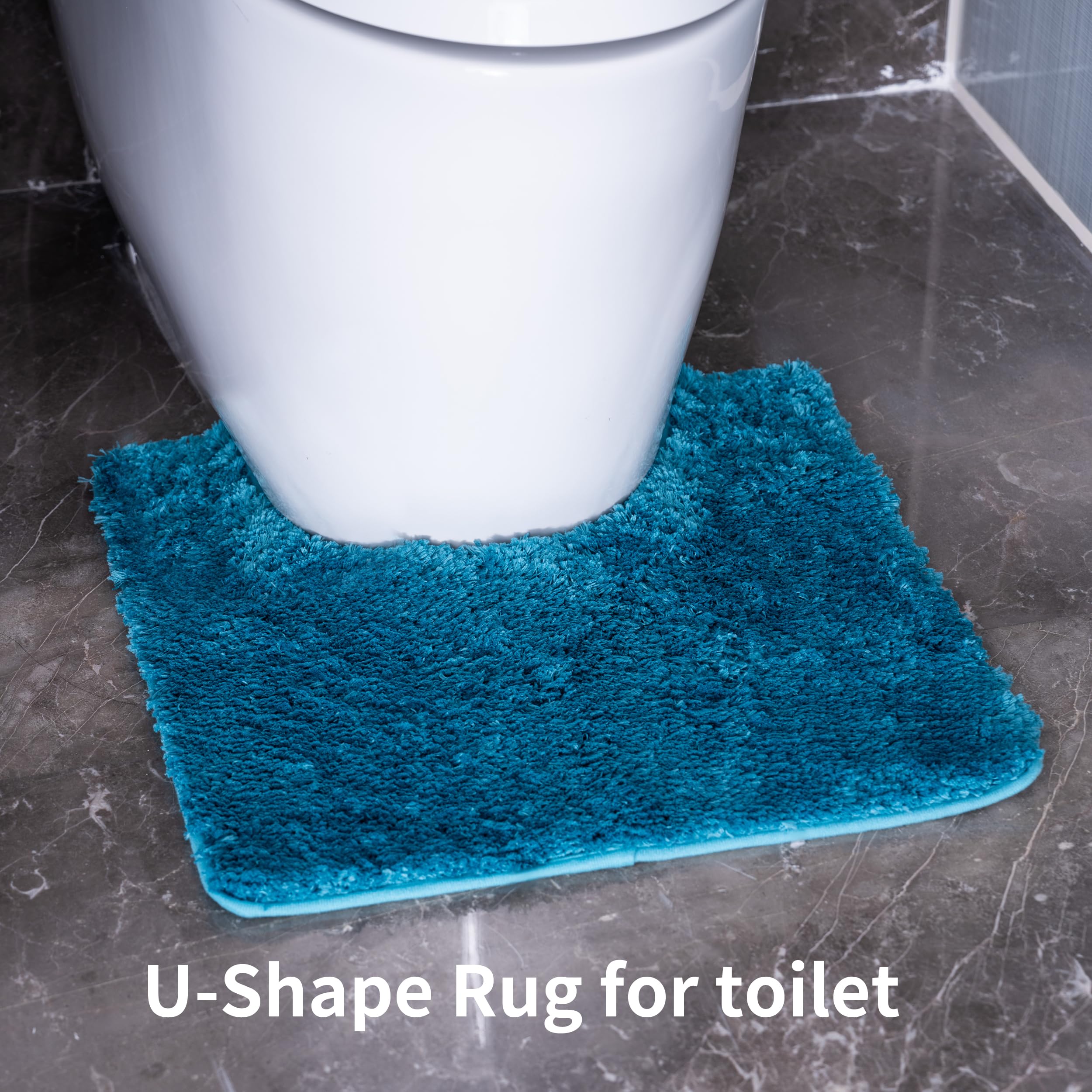 Wcbstt 3 Pieces Luxury Bathroom Rug Set With U-Shaped Toilet Rug, Non-Slip Rubber Bottom, Thick Microfiber Fluffy Plush, Water A