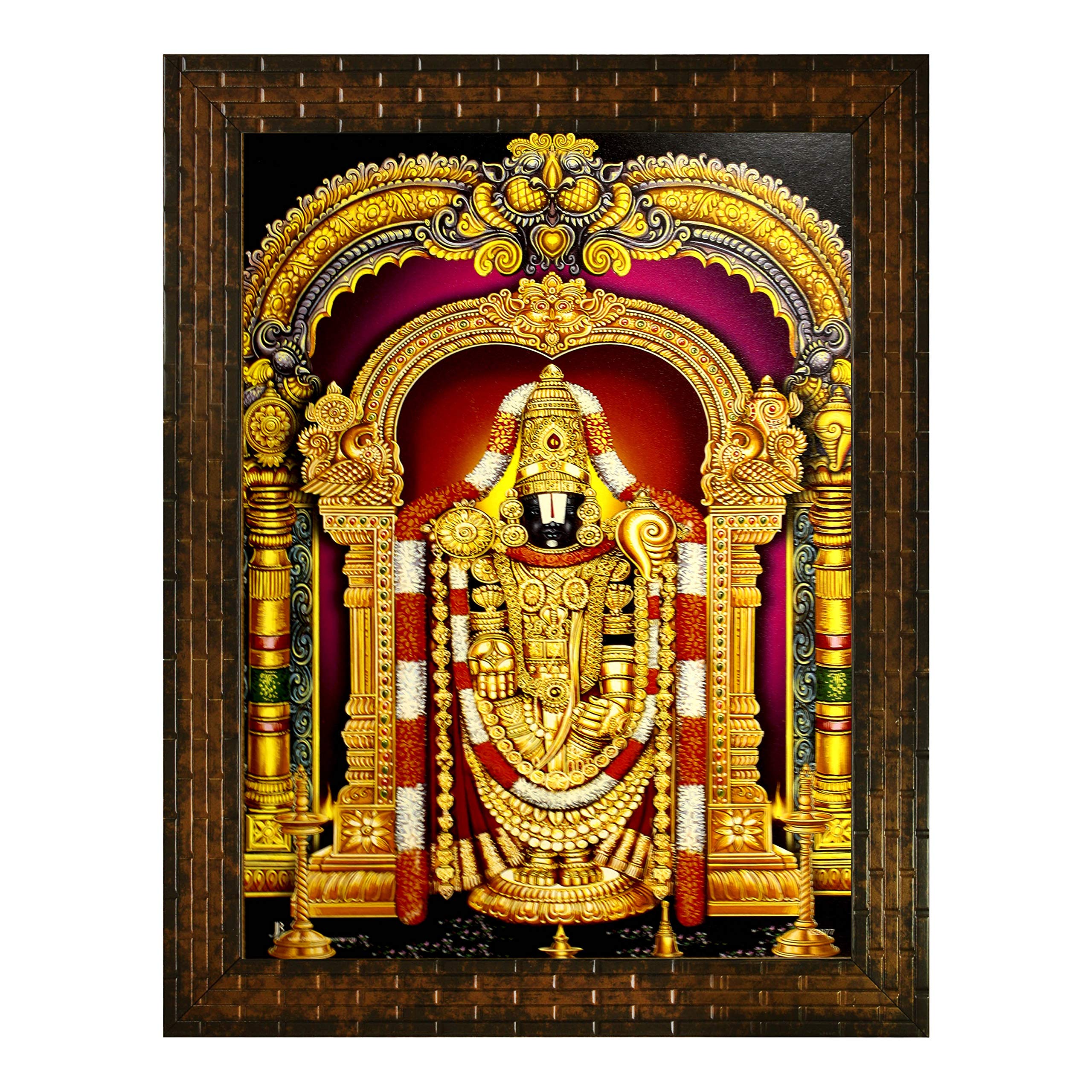 Indianara Tirupati Balaji Painting -Synthetic Wood, 27X30.5X1Cm, Multicolour