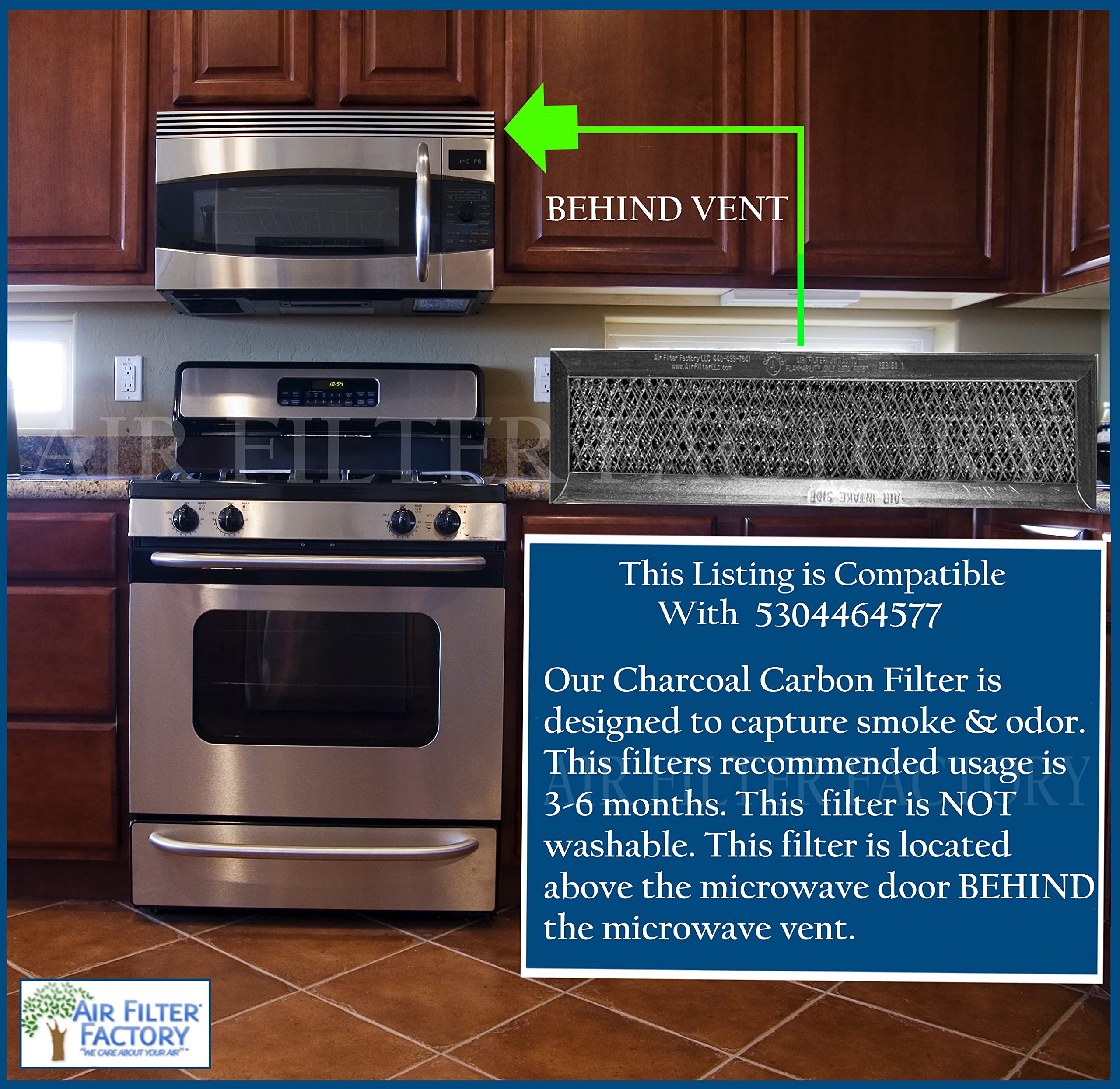 2-Pack Air Filter Factory Replacement For Frigidaire 5304464577 Microwave Oven Charcoal Carbon Filters