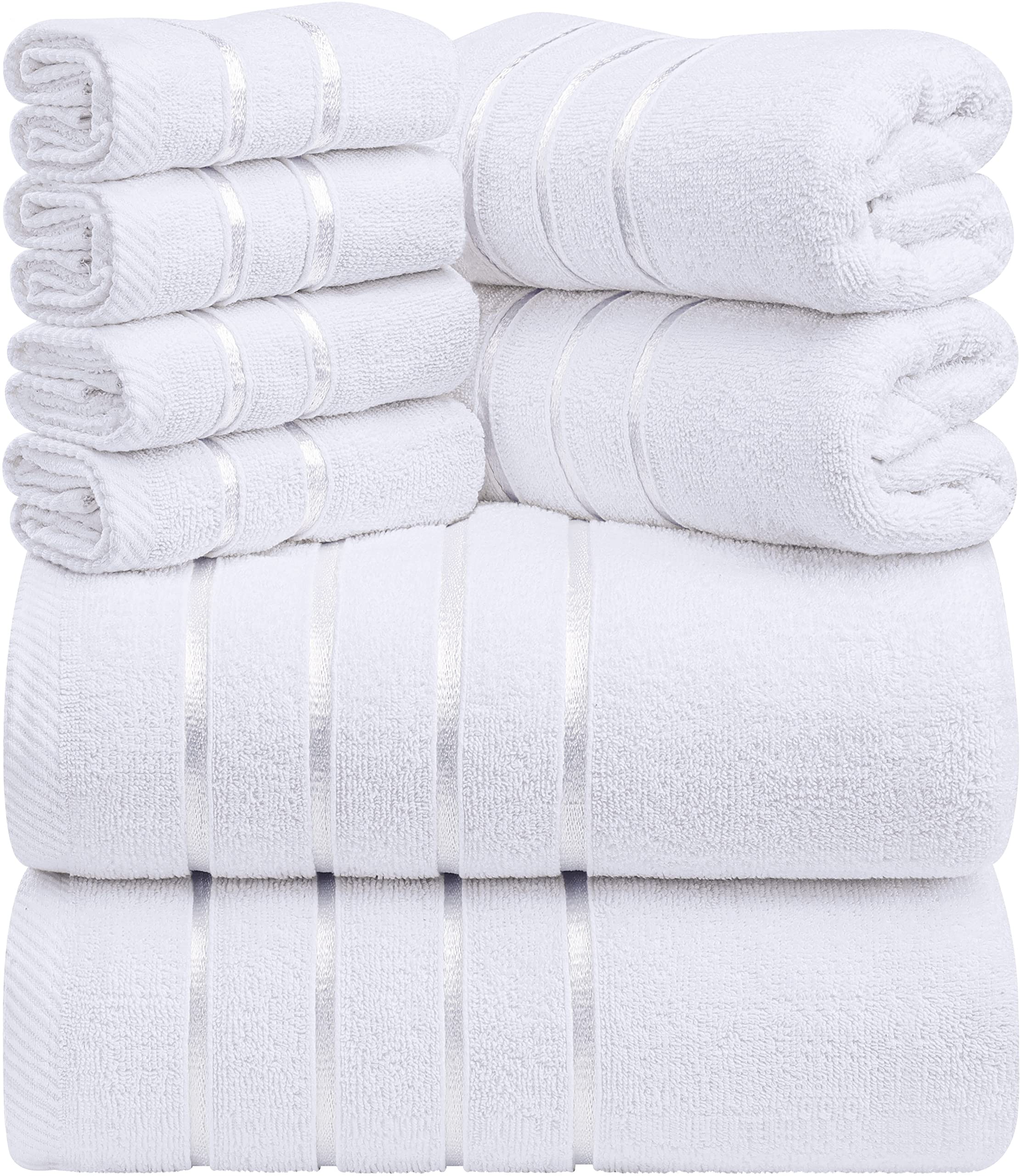 Utopia Towels 8-Piece Luxury Towel Set, 2 Bath Towels, 2 Hand Towels, And 4 Wash Cloths, 600 Gsm Ring Spun Cotton Highly Absorbe