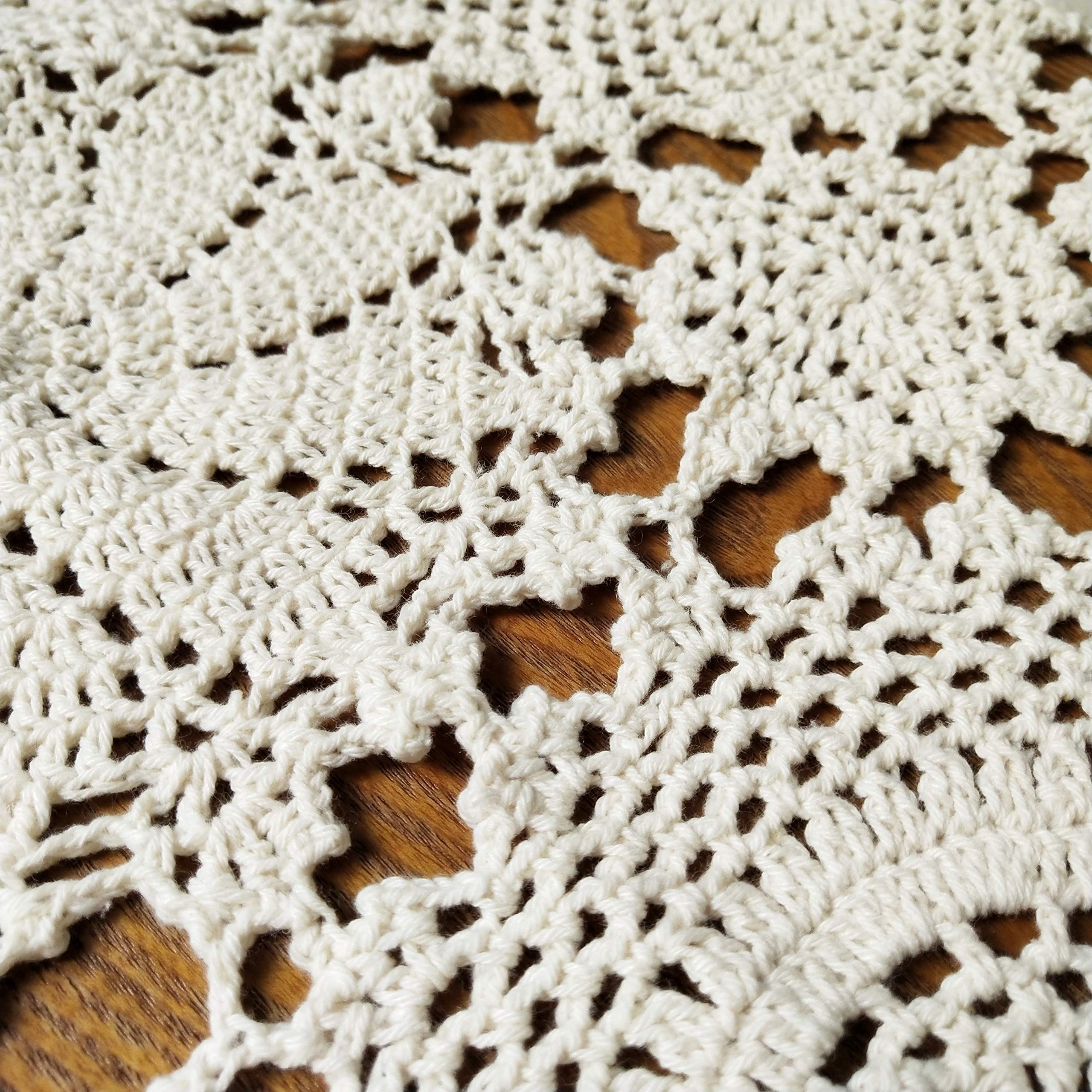 Ustide Floral Crochet Table Runner Cotton Lace Table Runners Crochet Doily Beige 15''X47''