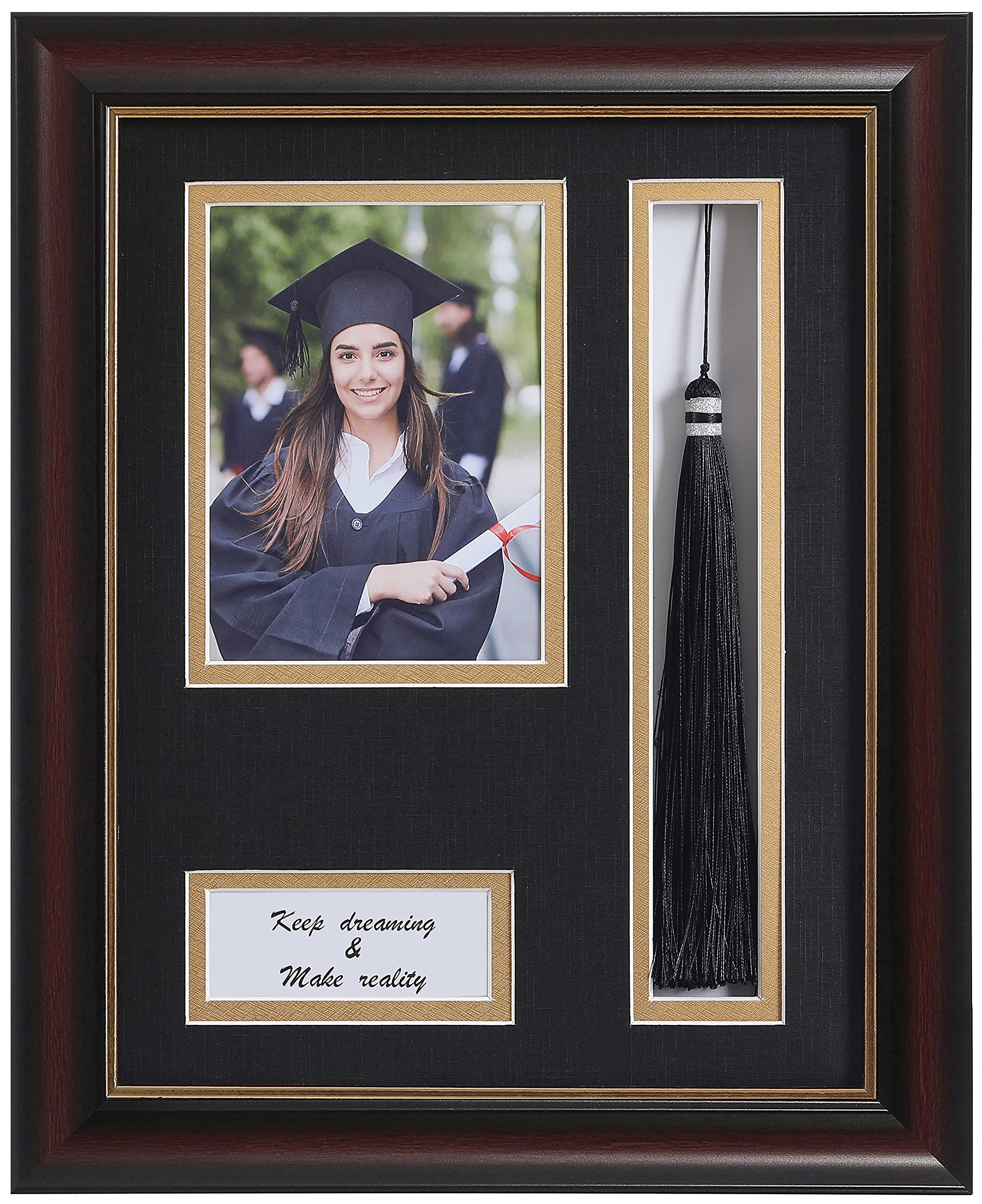 ELSKER&HOME 8.5 x 11 Graduation Frame with Tassel Holder for 4x6 Photo| 8.5x11 Shadow Box Picture Frame, Graduation Mahogany Fra