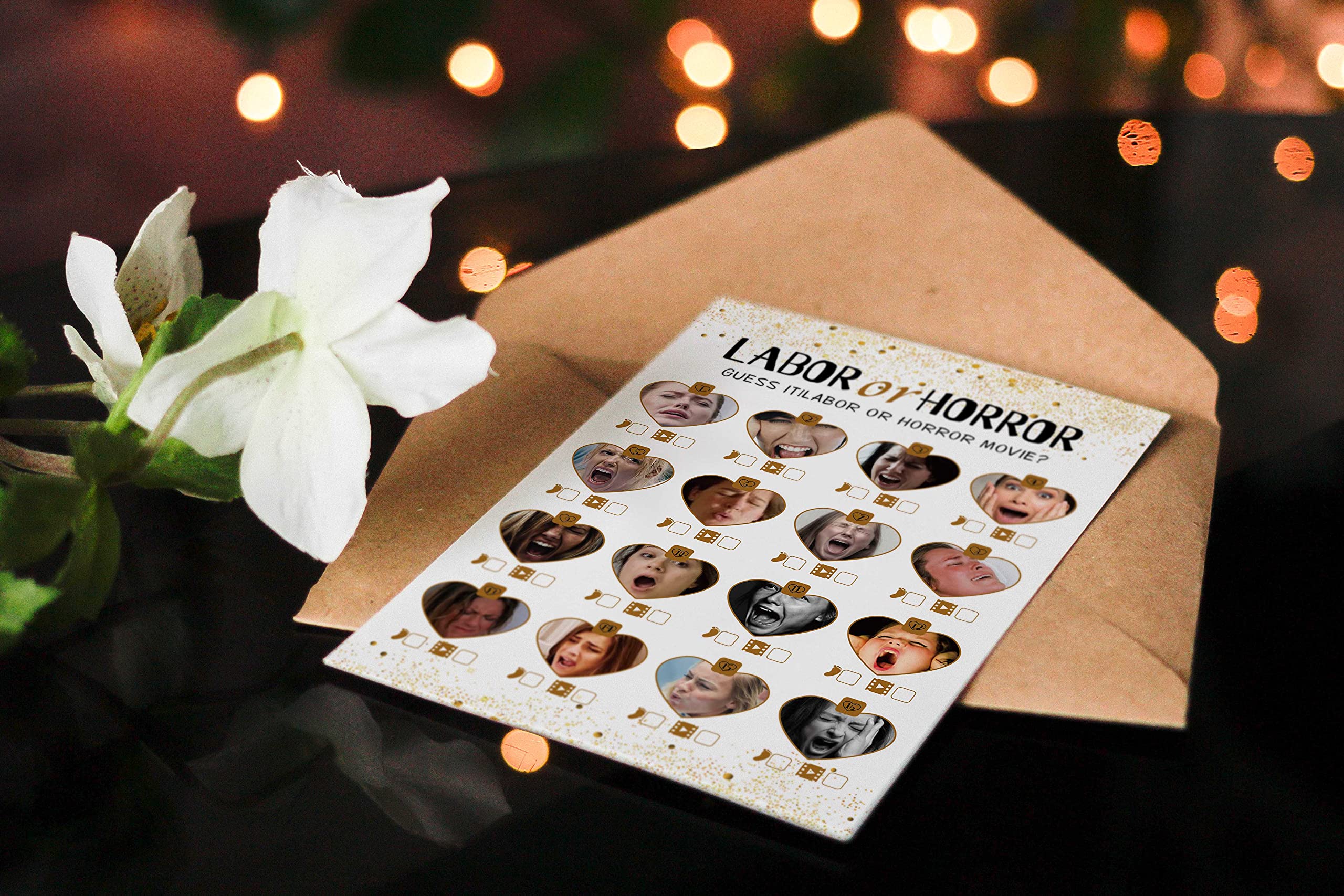 Muruseni Labor or Horror Baby Shower Game-31 Cards(Including Answers) Gender Reveal Party for Mom  Dad  Kids  Women  Men  Gender Neutral Unisex Set