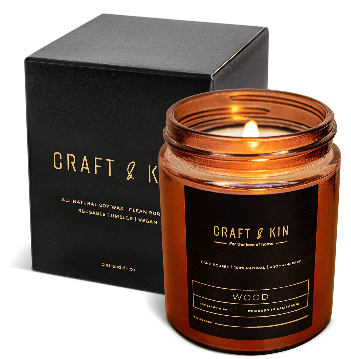Premium Wood Candle | Scented Candle 8 oz 45 Hour Burn | Wood Wick Candles, Soy Candle, Mens Candles for Home | Novelty Candle |