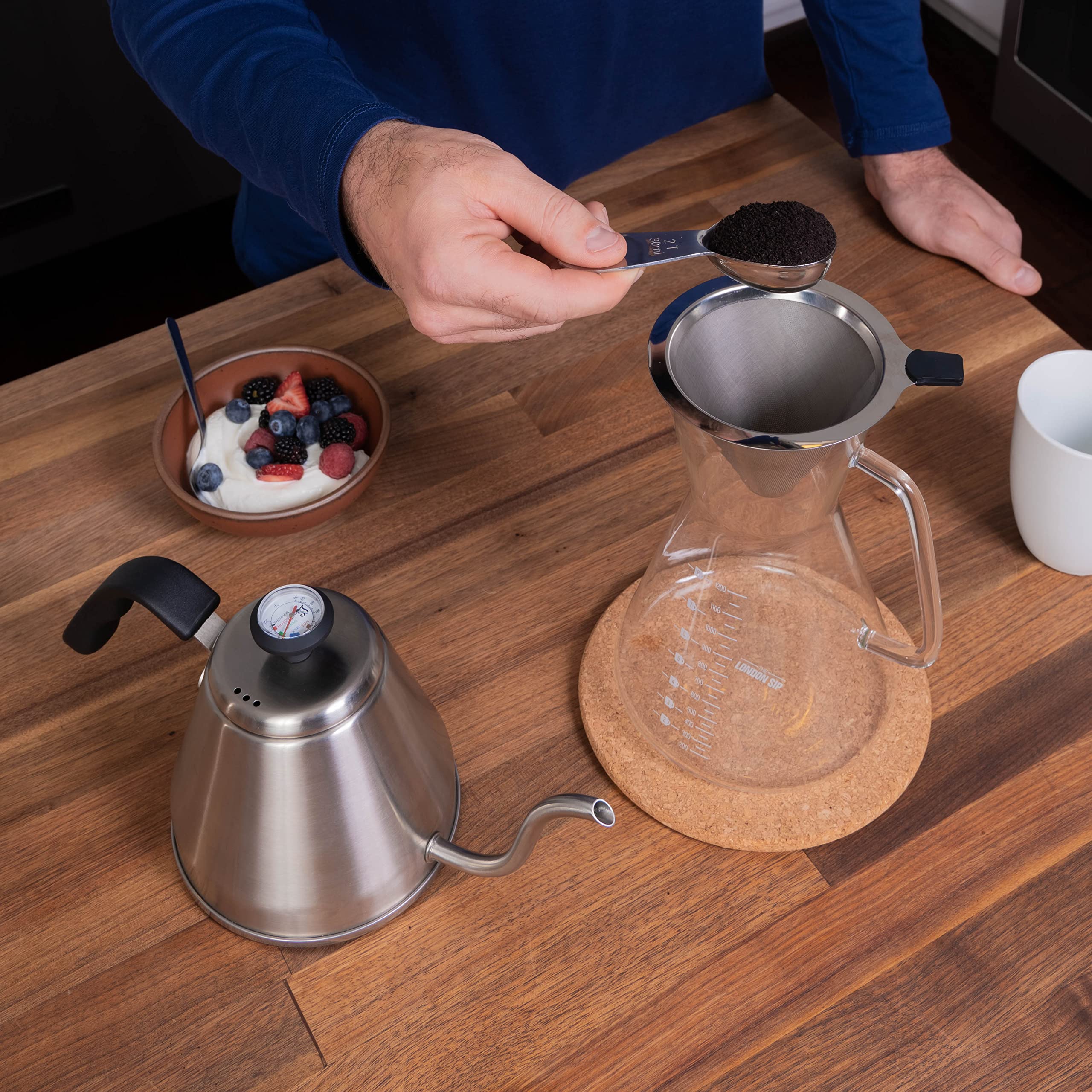 The London Sip Stainless Steel Coffee Scoop - 2 Tbsp, Model CS230, Ideal for Ground Coffee and Tea