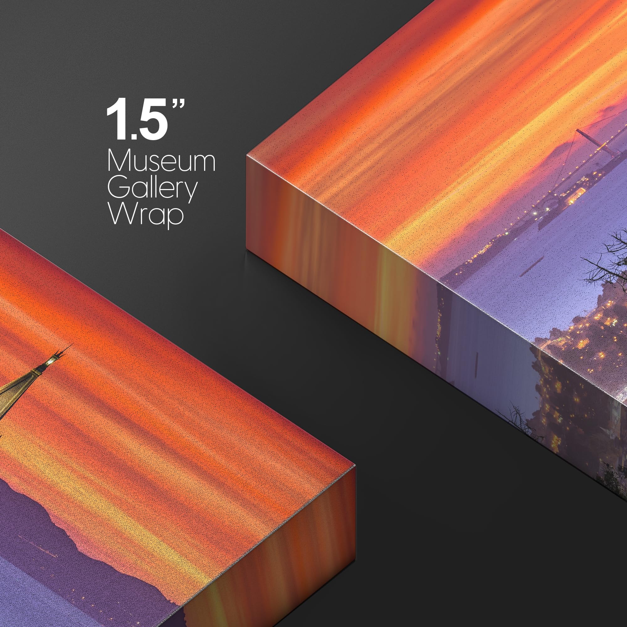 Wall26 Canvas Print Wall Art Purple & Red Sunset Over San Francisco Bay Nature Wilderness Photography Modern Art Rustic Scenic R