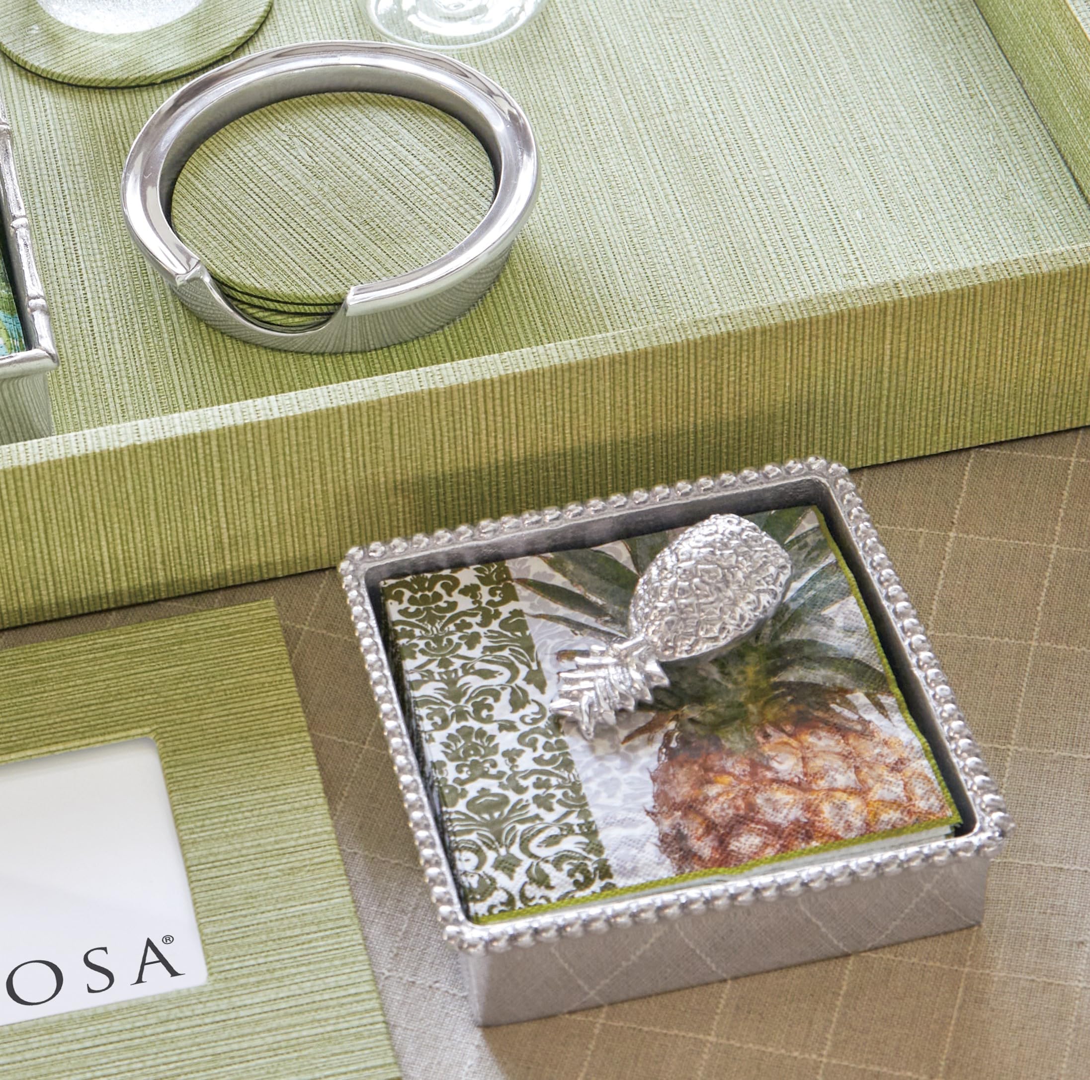 Mariposa Pineapple Beaded Napkin Box