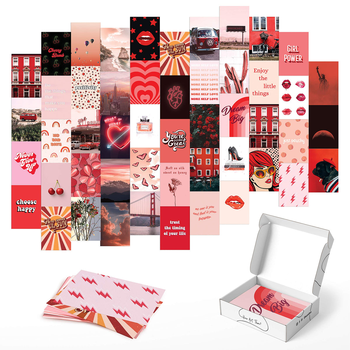 Haus And Hues Photo Collage Kit For Wall Aesthetic Decor Red Posters For Room Aesthetic, Red Wall Collage Kit, Aesthetic Wall Co