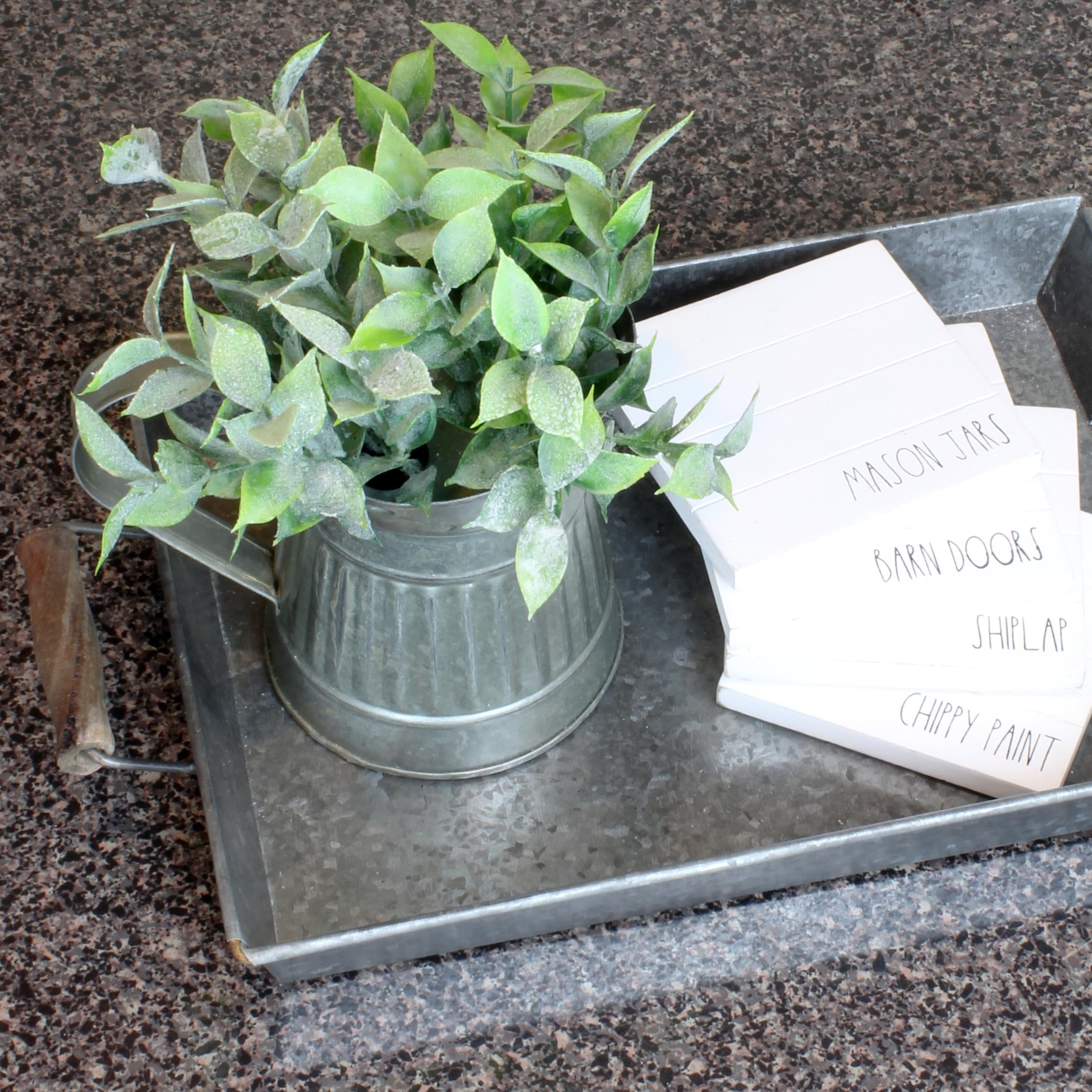 Auldhome Design Galvanized Farmhouse Trays (Set Of 2, Small & Medium); Farmhouse Decor Rectangular Trays With Handles