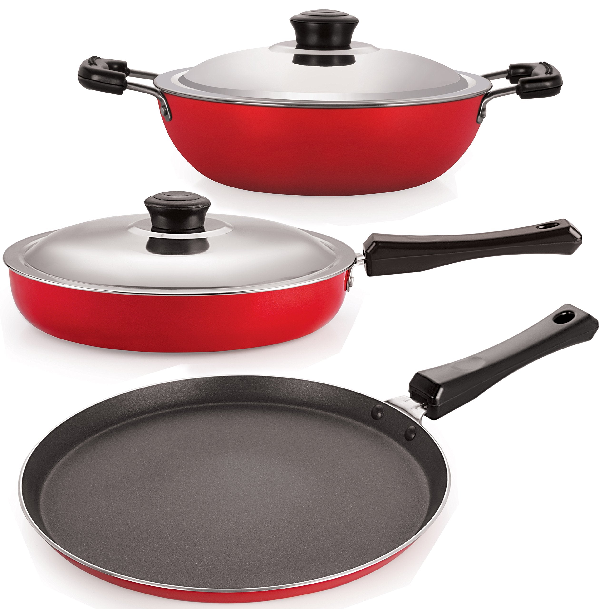 Nirlon Non-Stick Coated Gas Compatible Aluminum Kitchen Cooking Combo Item Gift Set Offer