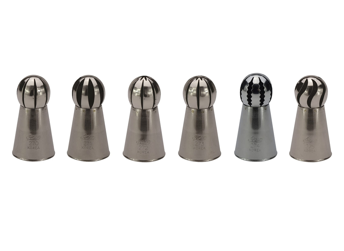 Ateco One Step Flower Tube Includes Stainless Steel, 6-Piece Russian Ball Tip Set