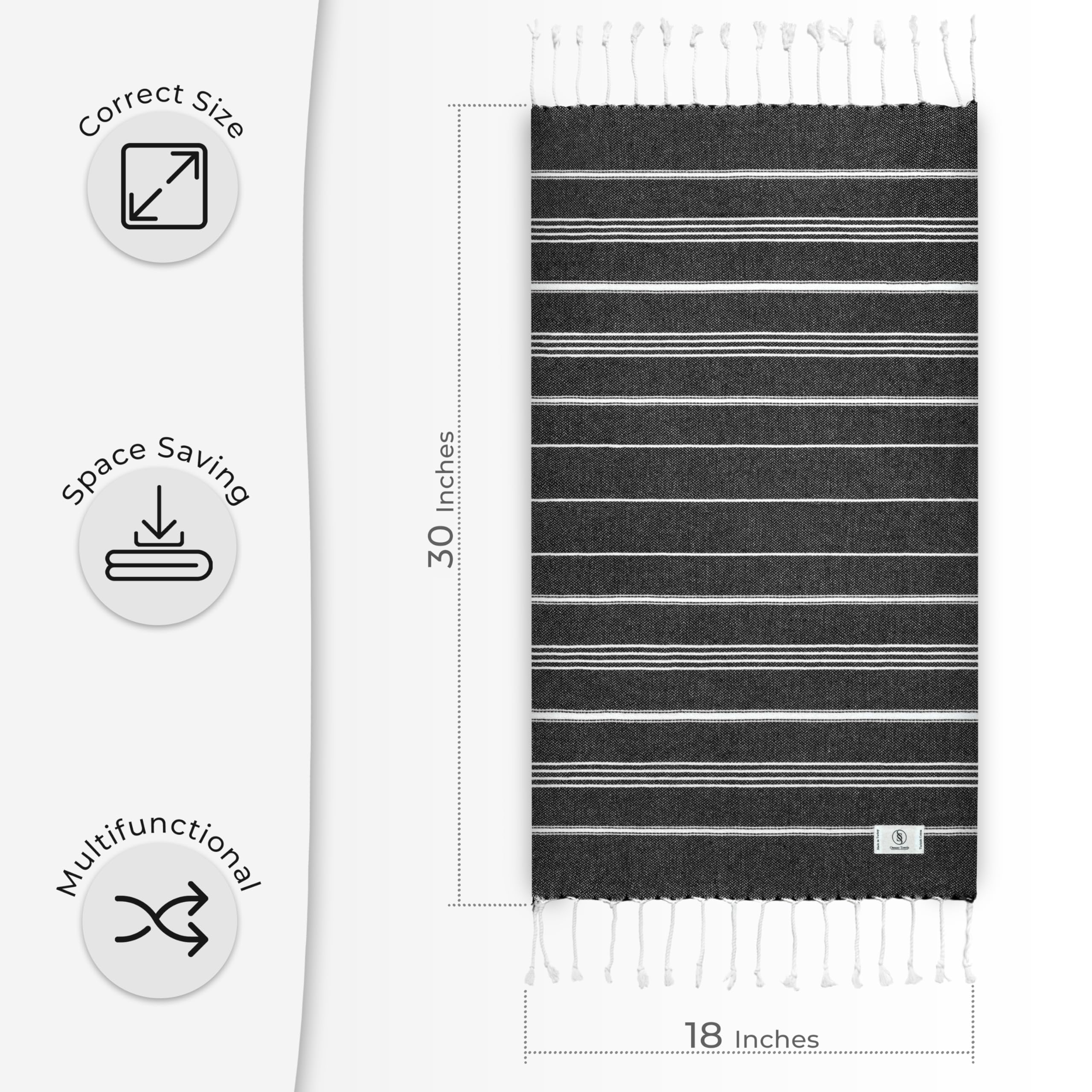 Ossano Towels Turkish Classic Hand Towel Set Of 2 - Decorative Towels For Kitchen And Bathroom - Versitale -Tea, Drying, Hand, D