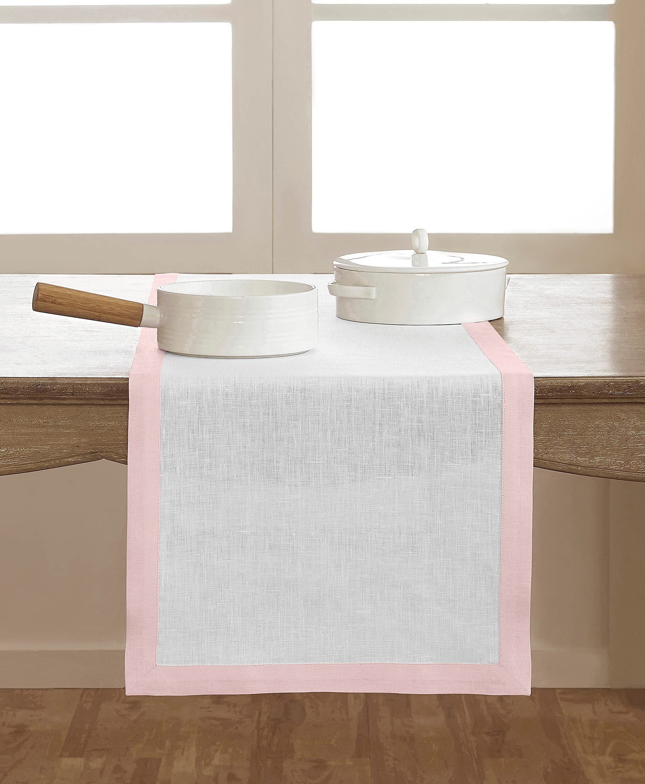 Solino Home Linen Classic Table Runner - 100% Pure Linen Table Runner 14 X 90 Inch Long -